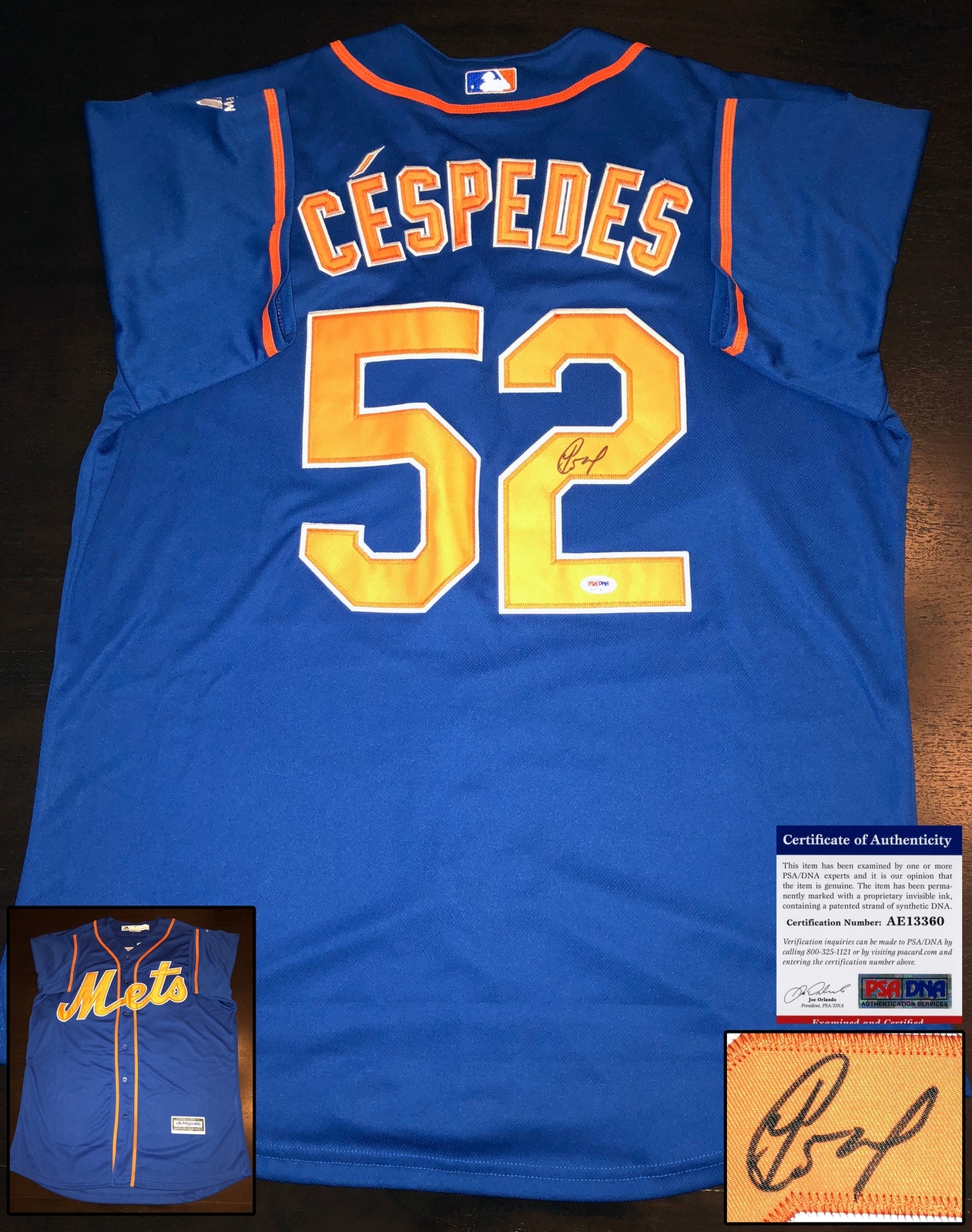 New York Mets Yoenis Cespedes Signed Jersey PSA/DNA 3 COA