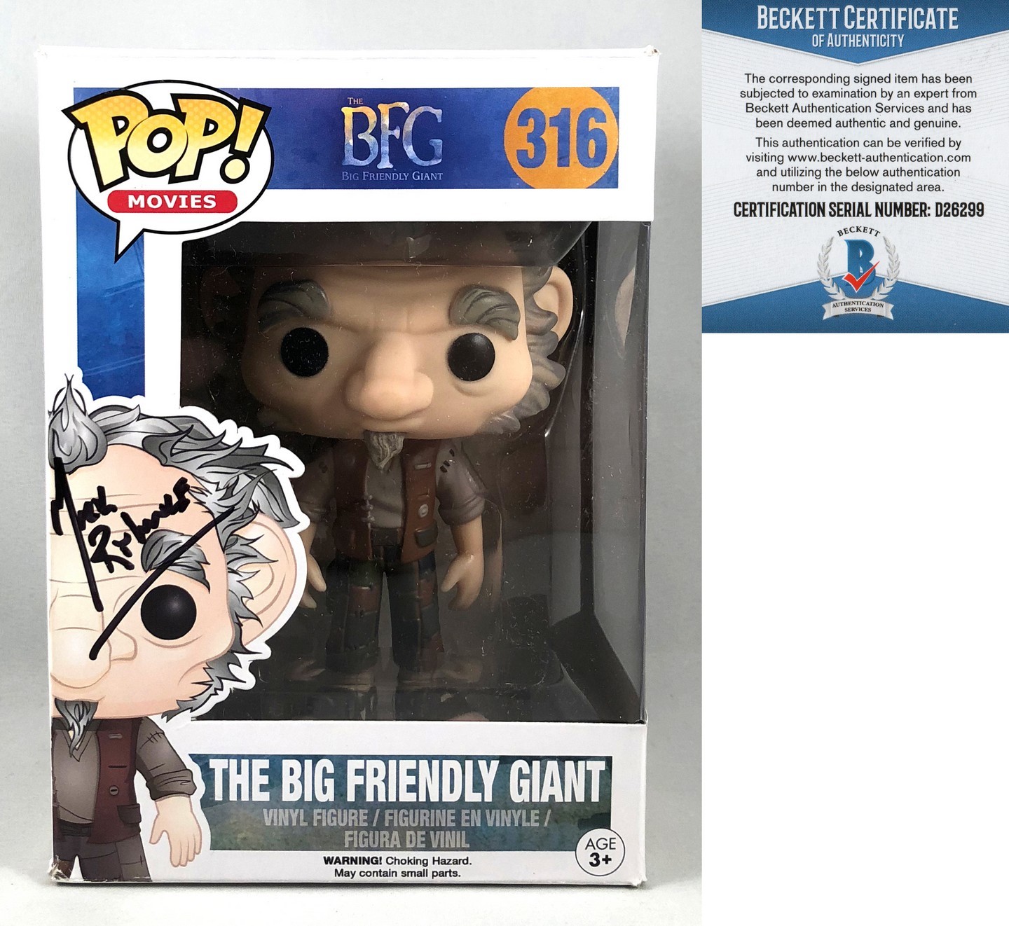 Mark Rylance Signed Funko Pop BFG Beckett BAS COA