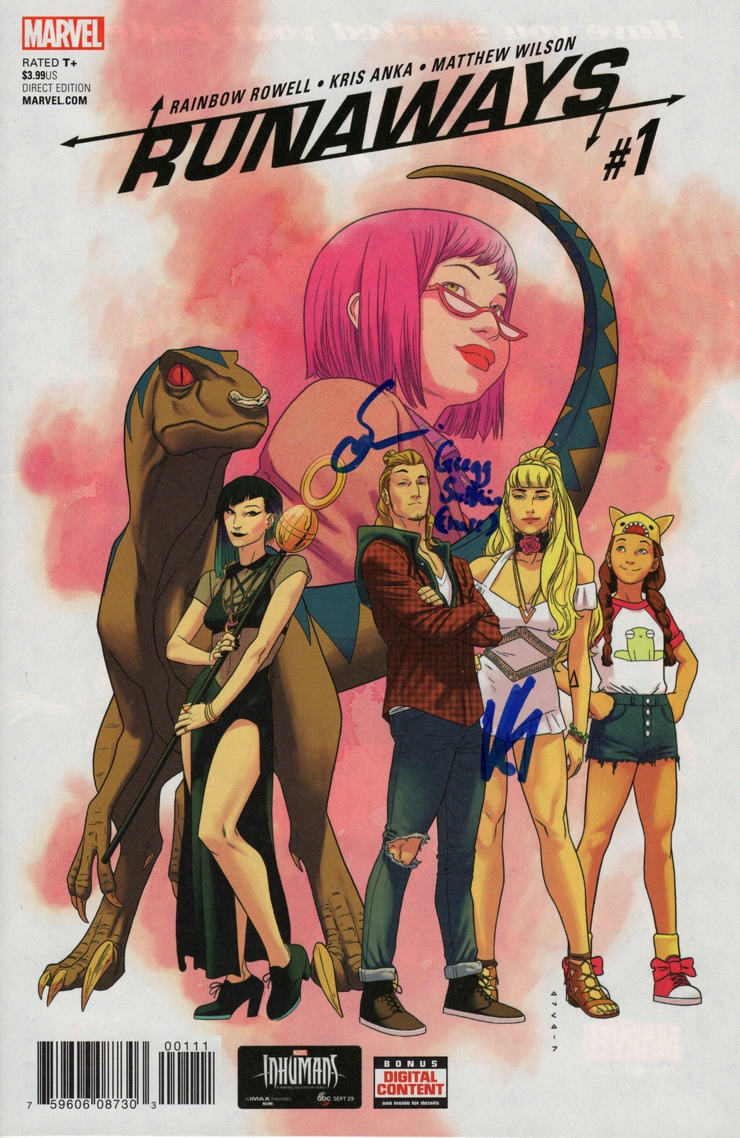 Marvels Runaways Signed Comic Book Issue #1 Gregg Sulkin Virginia Gardner COA