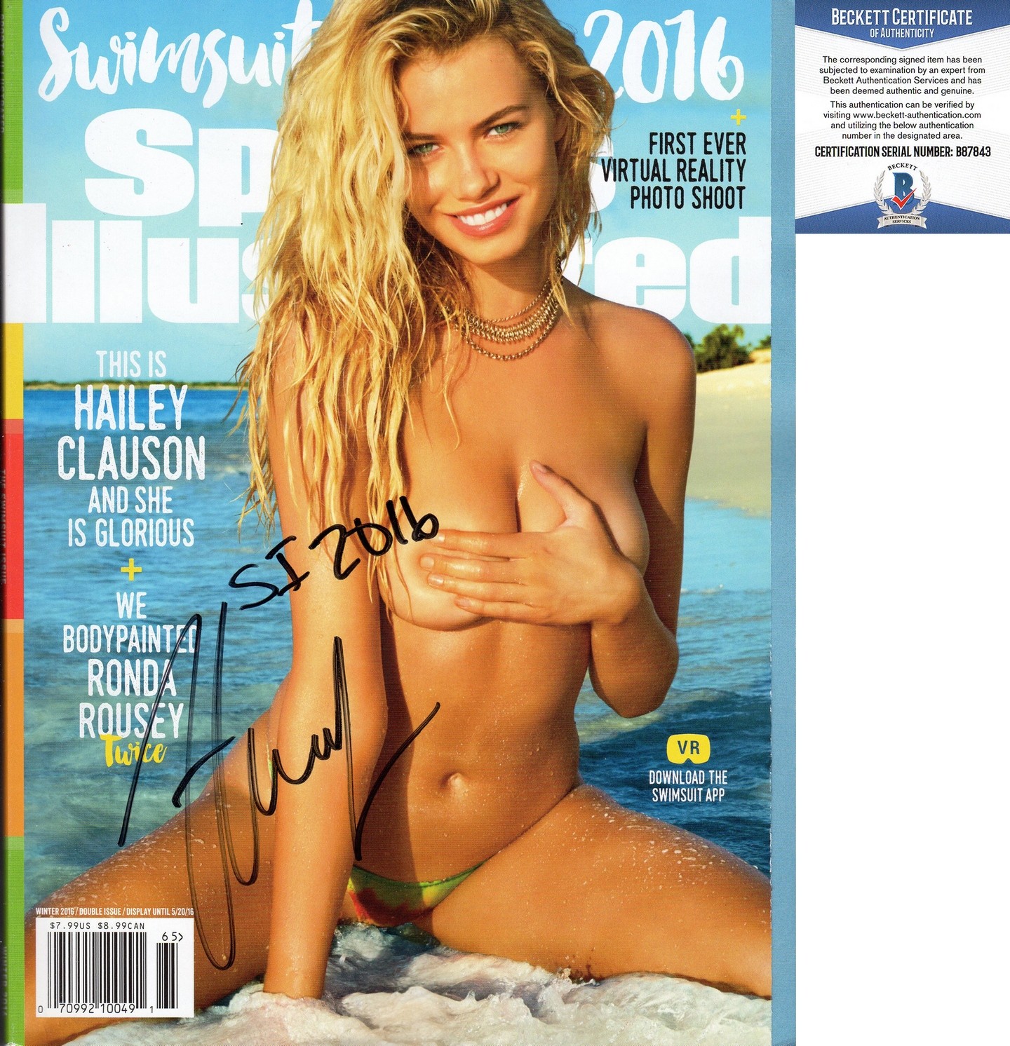 Hailey Clauson Autographed 2016 SI Swimsuit Magazine Full Auto Sports Illustrate