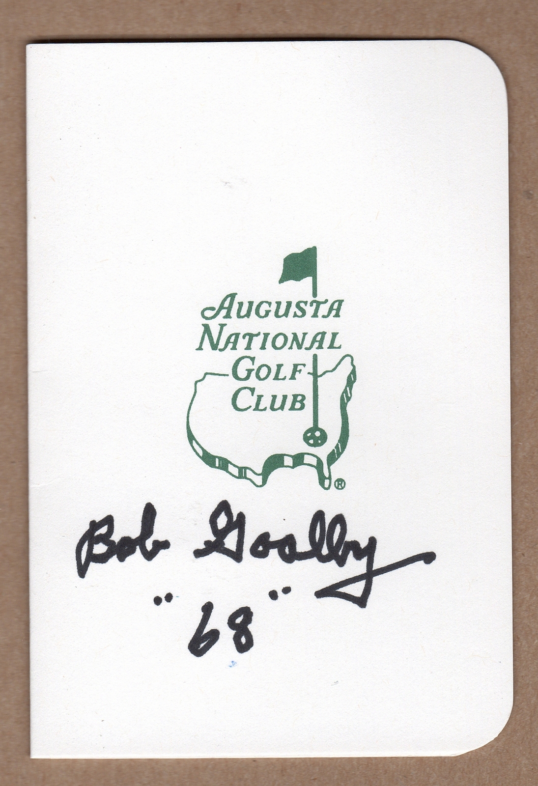Bob Goalby Signed Masters Scorecard 8 COA