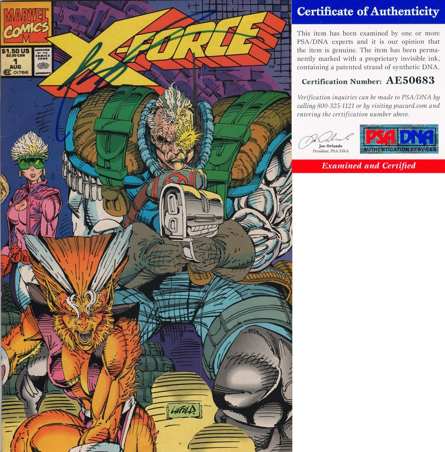 Rob Liefeld Signed Comic Book X-Force Issue #1 PSA/DNA COA