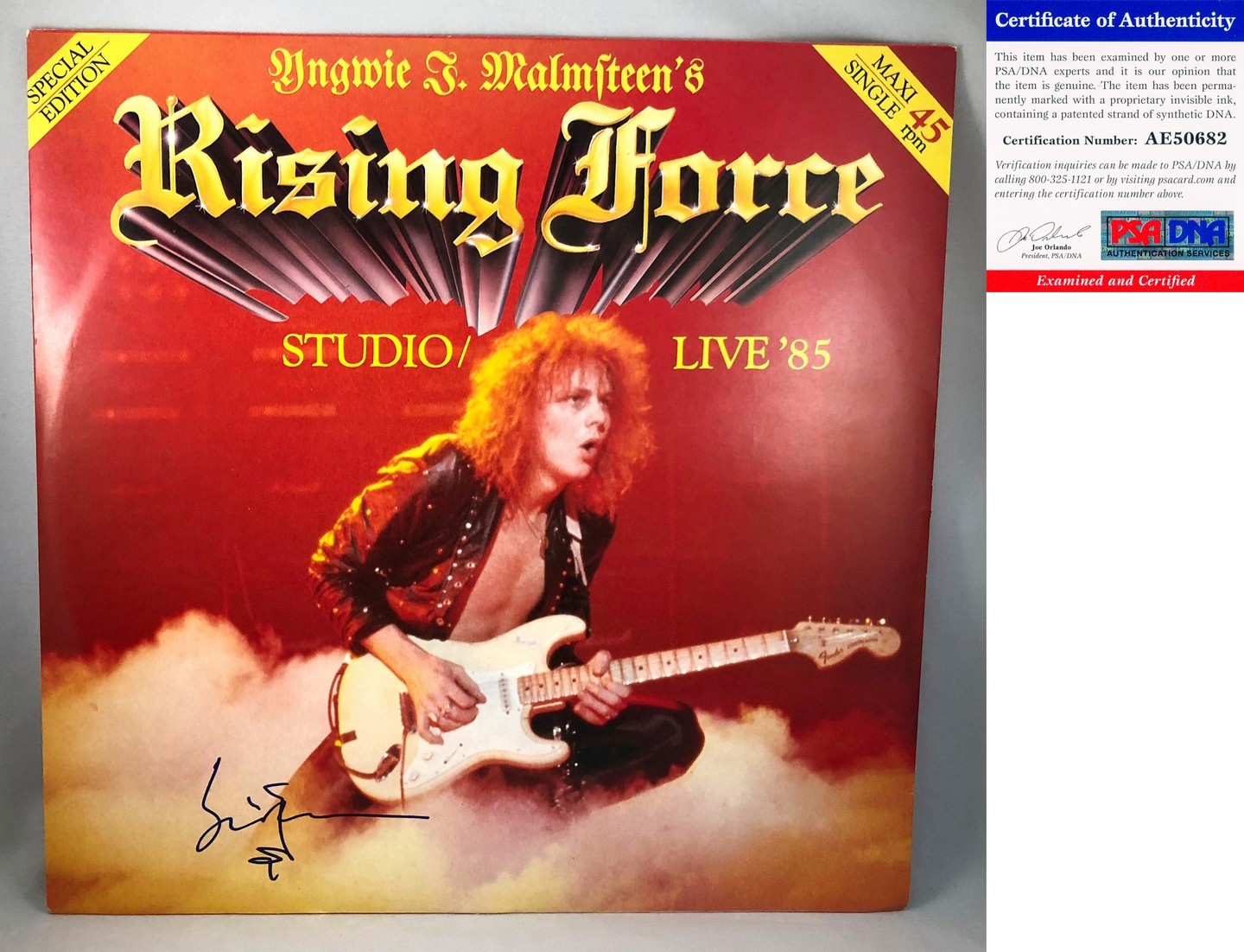 YNGWIE MALMSTEEN SIGNED VINYL LP ALBUM RISING FORCE LIVE PSA/DNA COA COLLECTIBLE MEMORABILIA