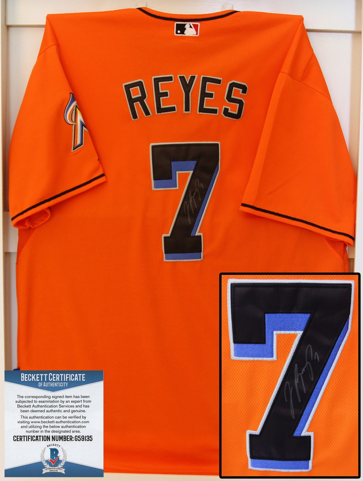 Miami Marlins Jose Reyes Signed Jersey Beckett BAS COA