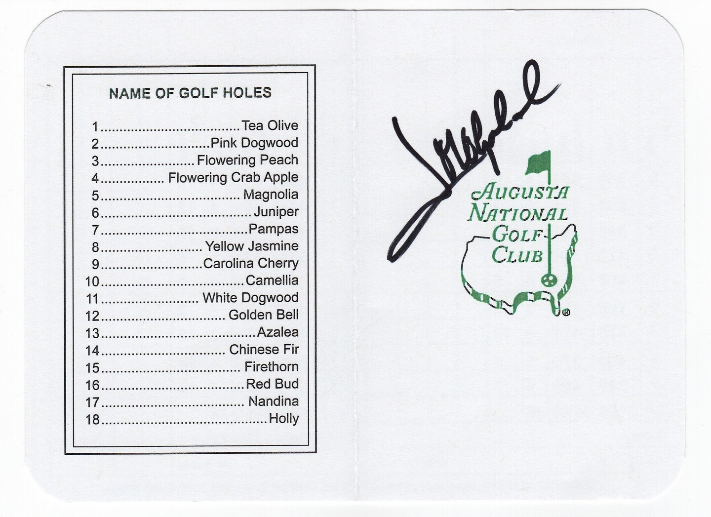 Jose Maria Olazabal Signed Masters Scorecard 2 COA