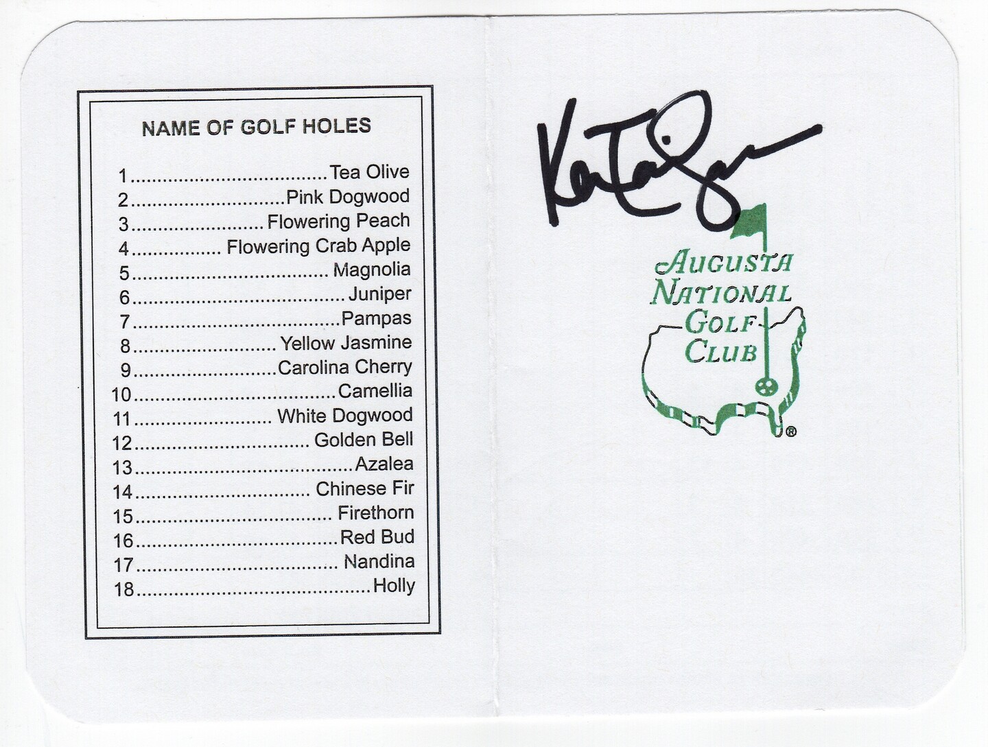 Ken Tanigawa Signed Masters Scorecard COA