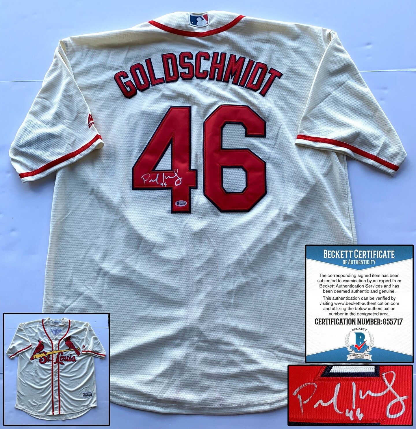 St. Louis Cardinals Paul Goldschmidt Signed Jersey Beckett BAS COA