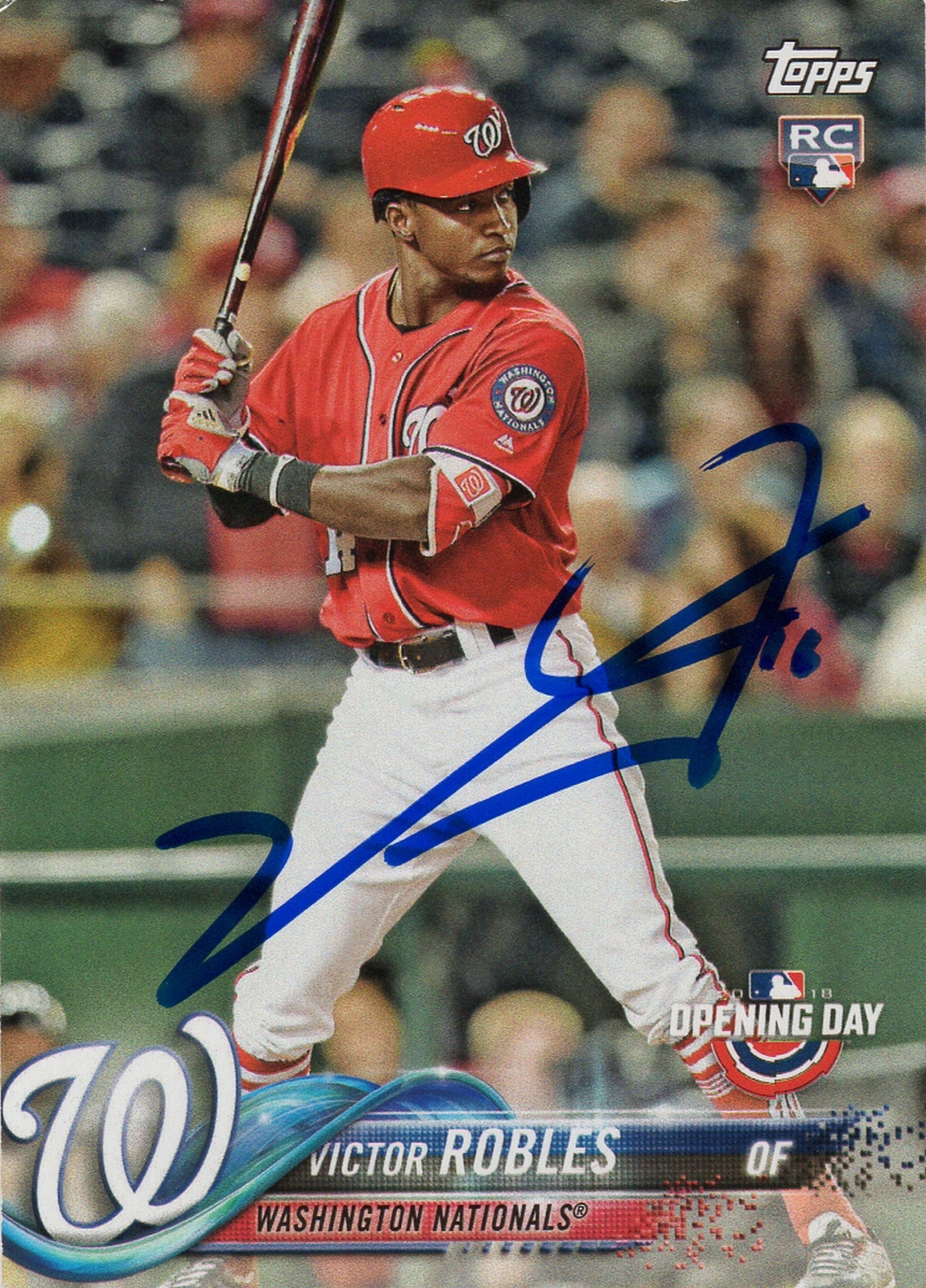 Washington Nationals Victor Robles Signed Trading Card 2018 Topps Opening Day #1