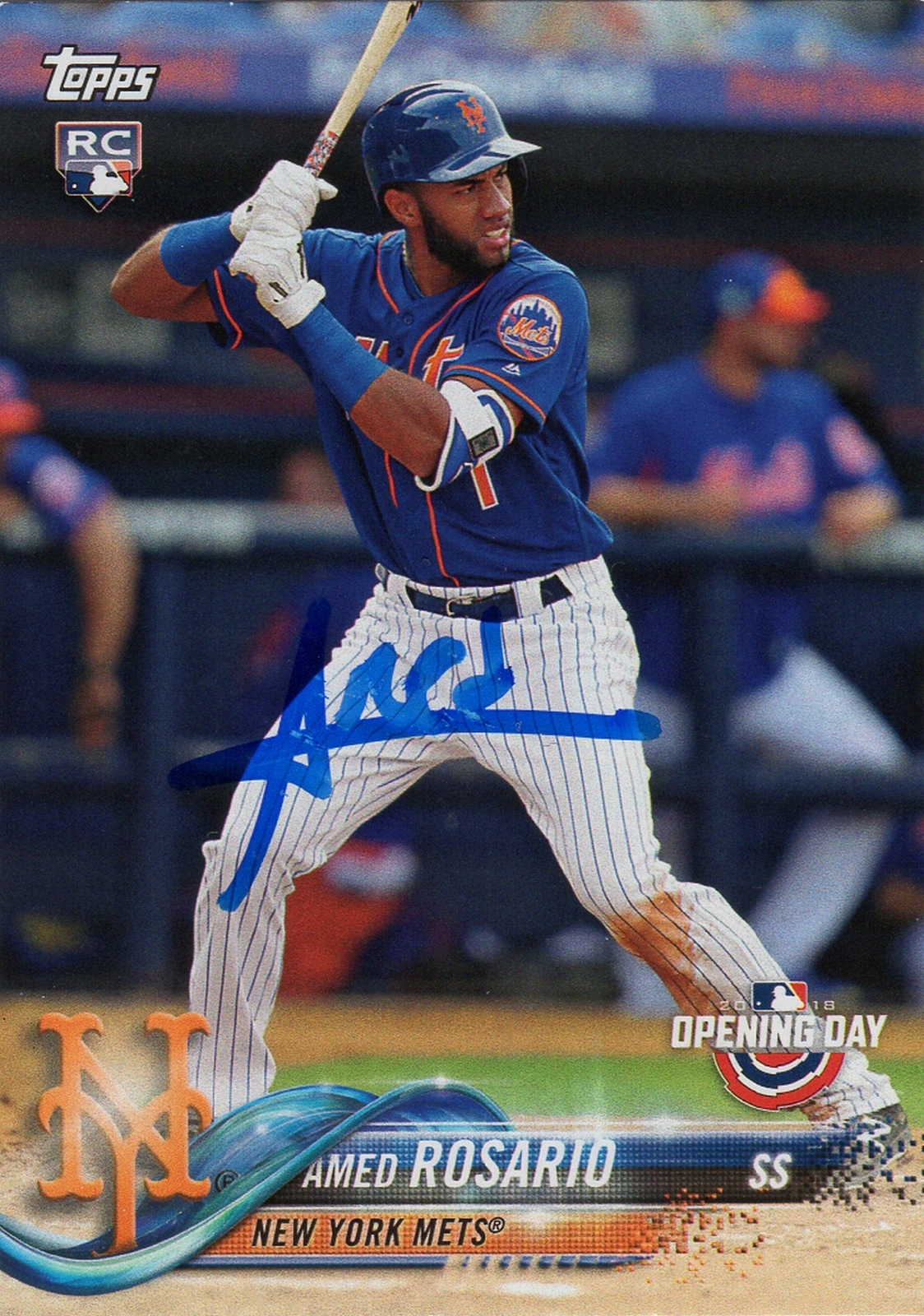 New York Mets Amed Rosario Signed Trading Card 2018 Topps RC Rookie #70 COA