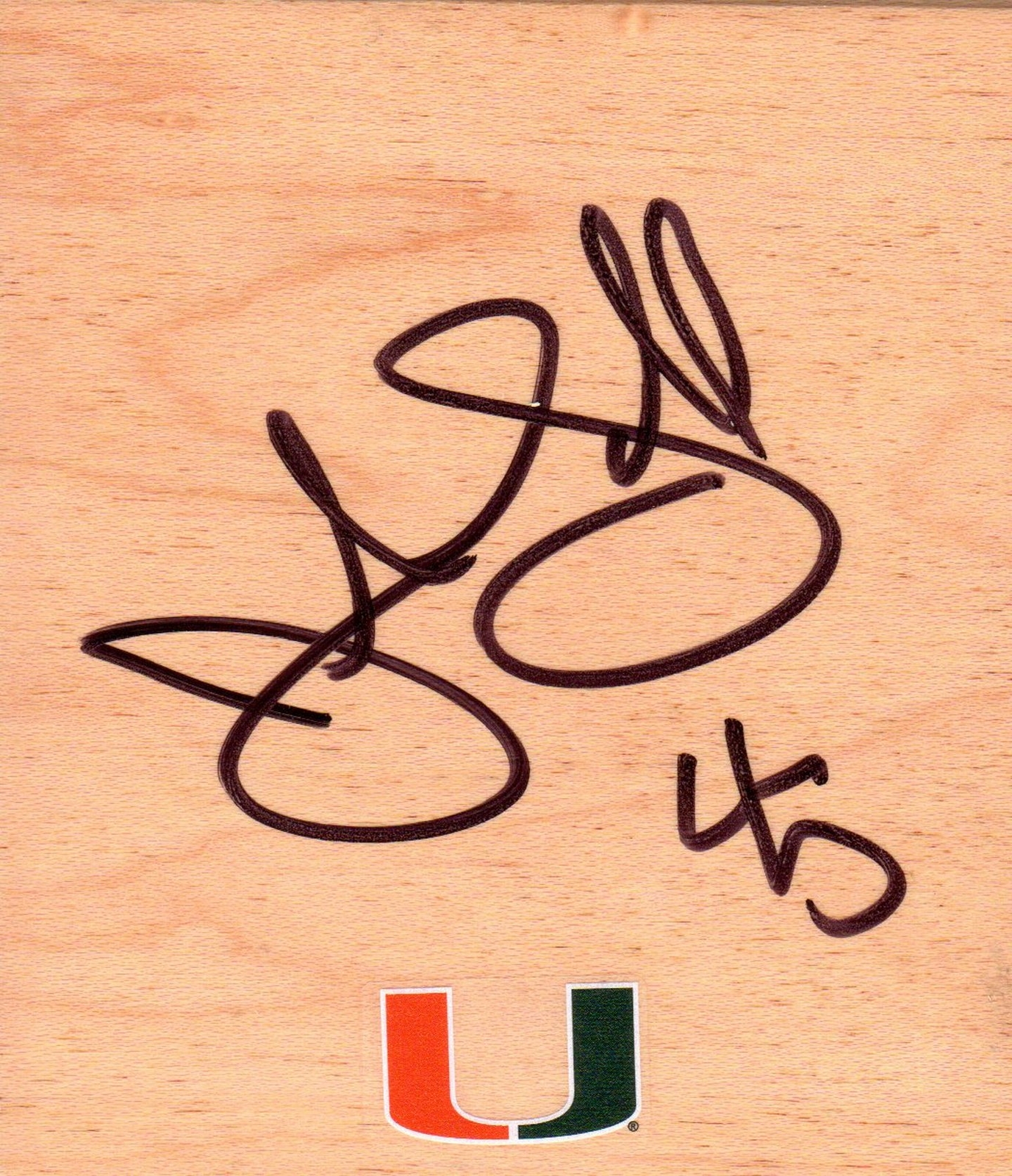 Miami Hurricanes Julian Gamble Autographed FloorBoard COA