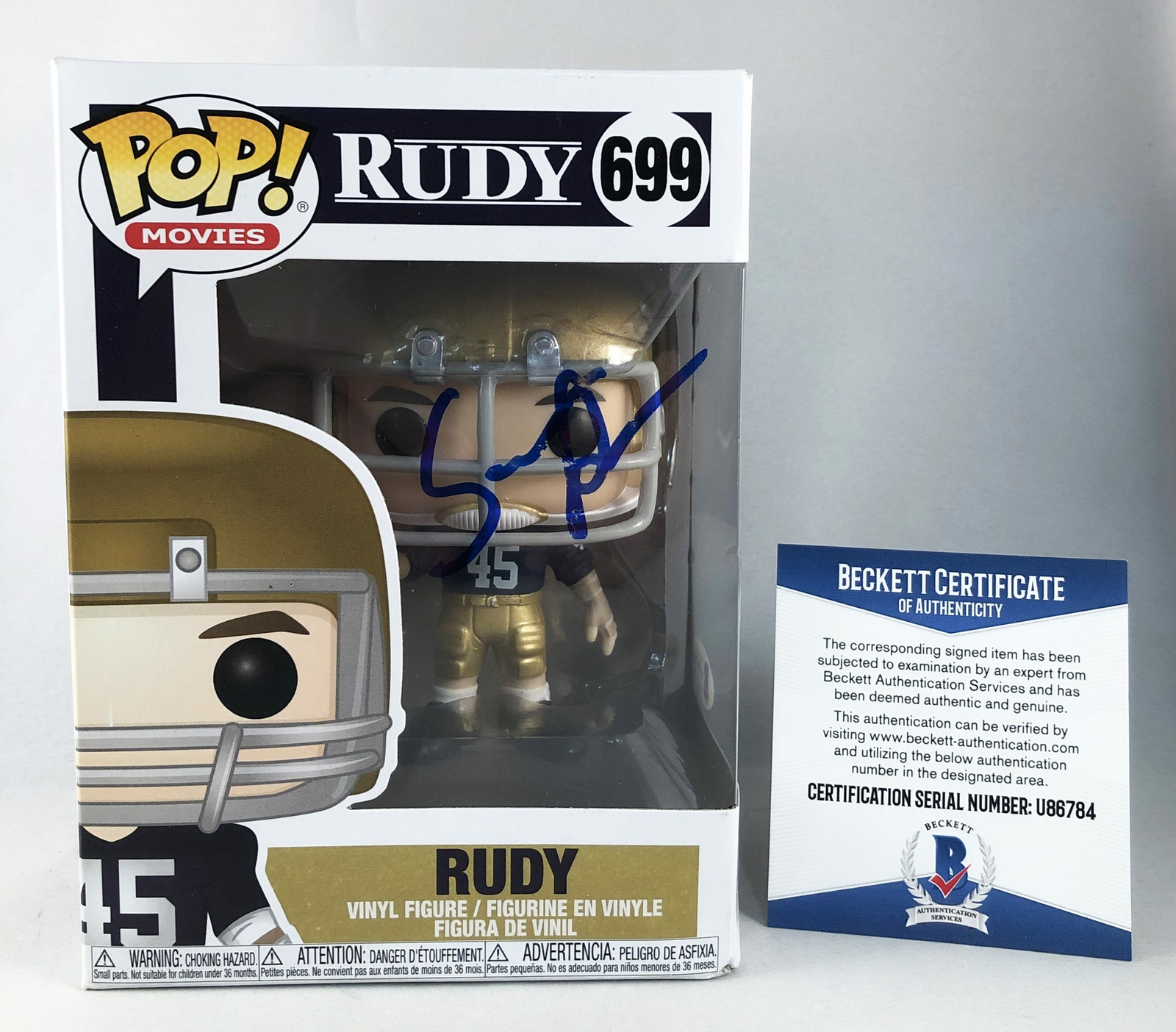 Sean Astin Signed Funko Pop Figurine Rudy #699 Beckett BAS COA