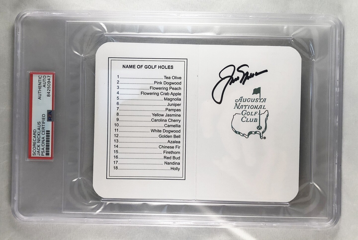 Jack Nicklaus Signed Masters ScoreCard 11 PSA/DNA COA