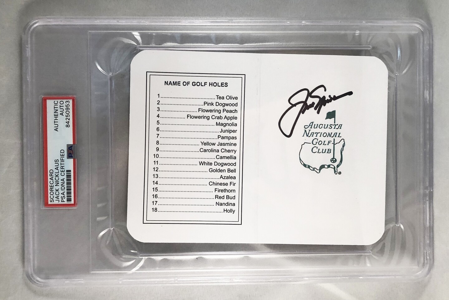 Jack Nicklaus Signed Masters ScoreCard 3 PSA/DNA COA