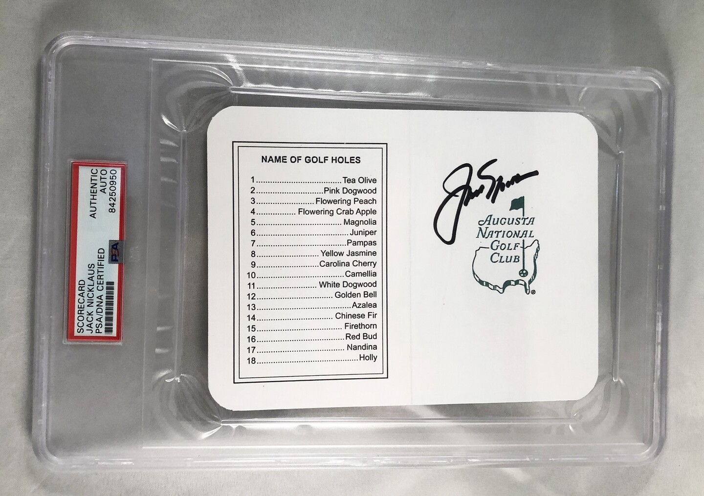 Jack Nicklaus Signed Masters ScoreCard PSA/DNA COA