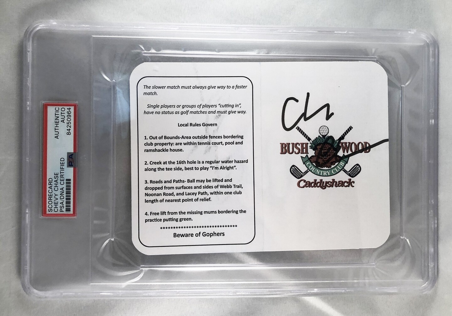 Chevy Chase Signed Masters ScoreCard 13 Caddyshack PSA/DNA COA