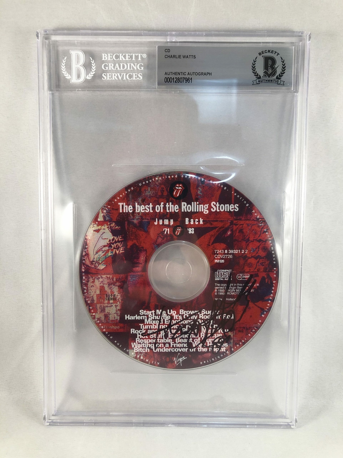 Charlie Watts Signed CD Beckett BAS The Rolling Stones 2 COA