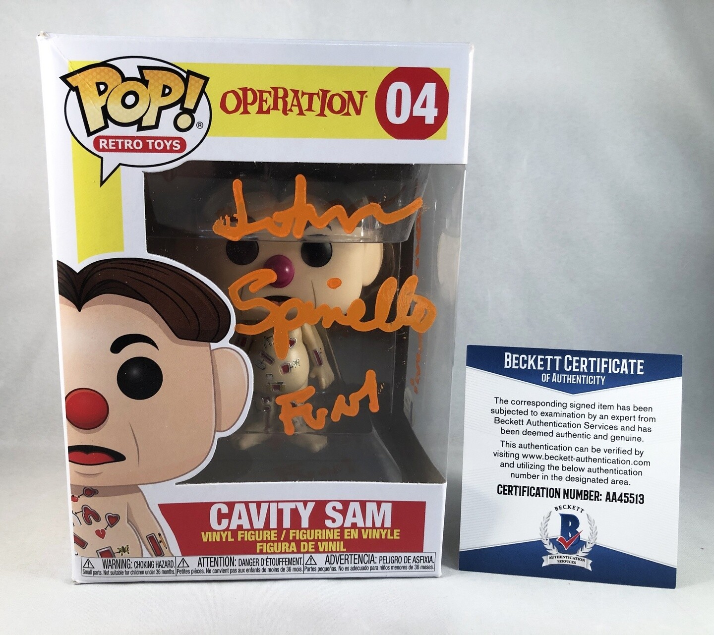 John Spinello Signed Funko Pop Cavity Sam Operation Beckett BAS COA