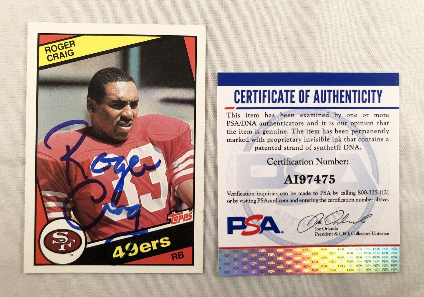 San Francisco 49ers Roger Craig Signed Rookie Card 1984 Topps #353 PSA/DNA COA