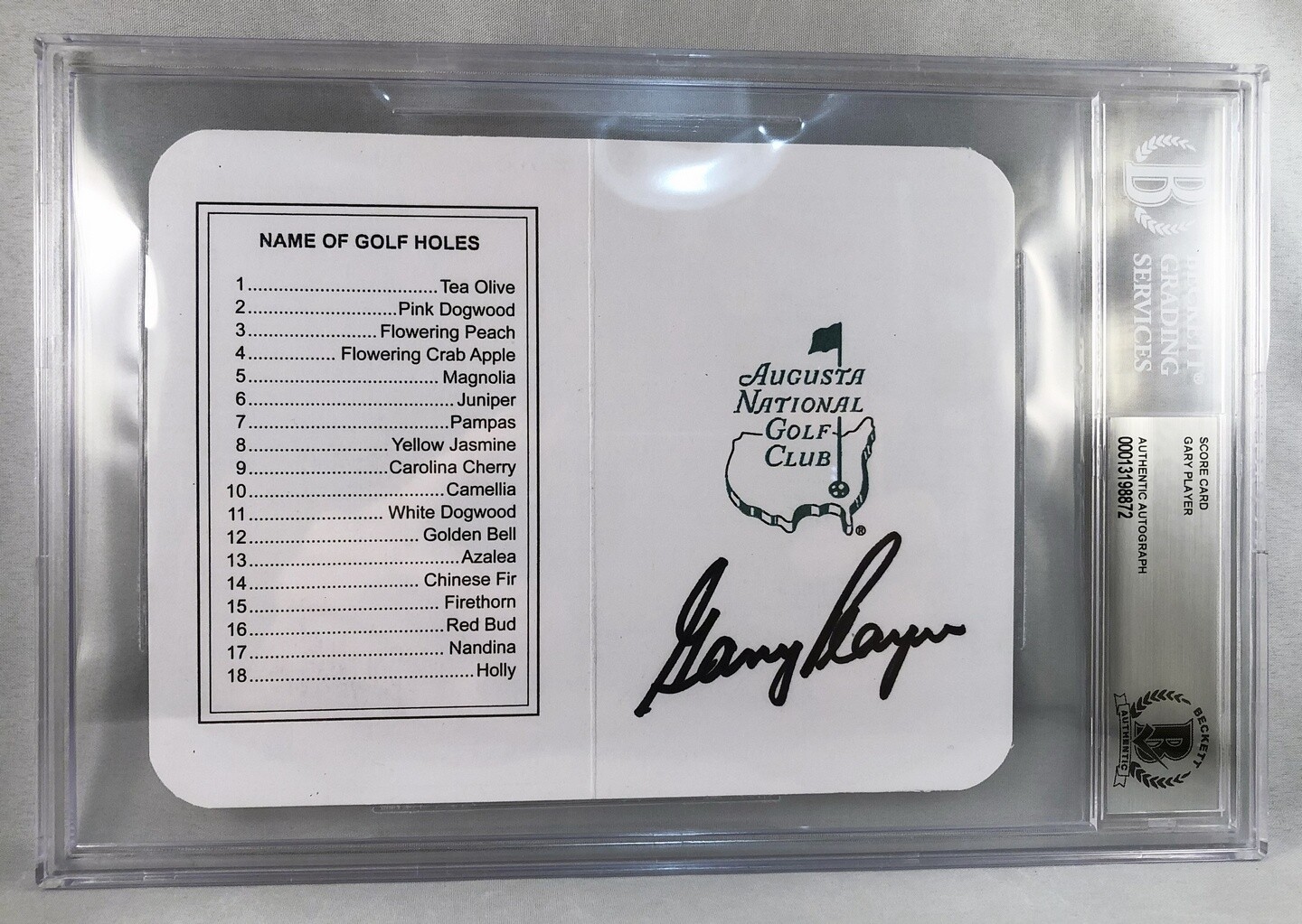 Masters Champion Gary Player Signed Masters Scorecard Beckett BAS 1 COA