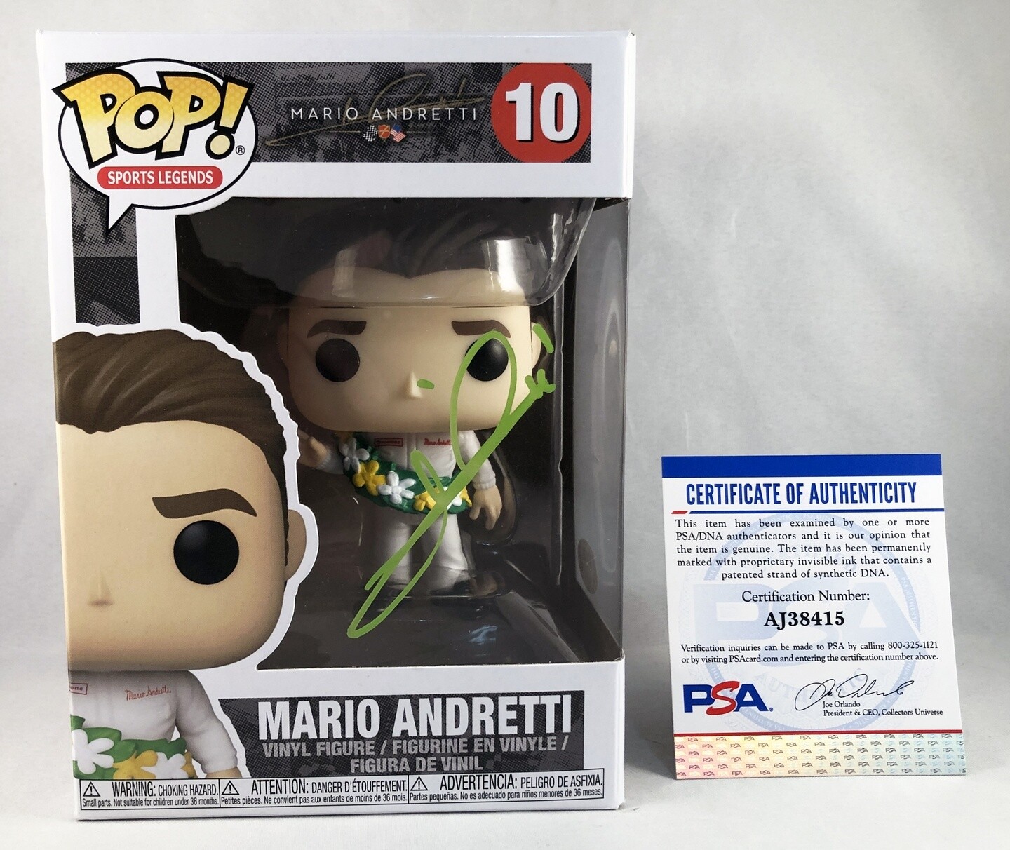 Mario Andretti Signed Funko Pop PSA/DNA 1 COA
