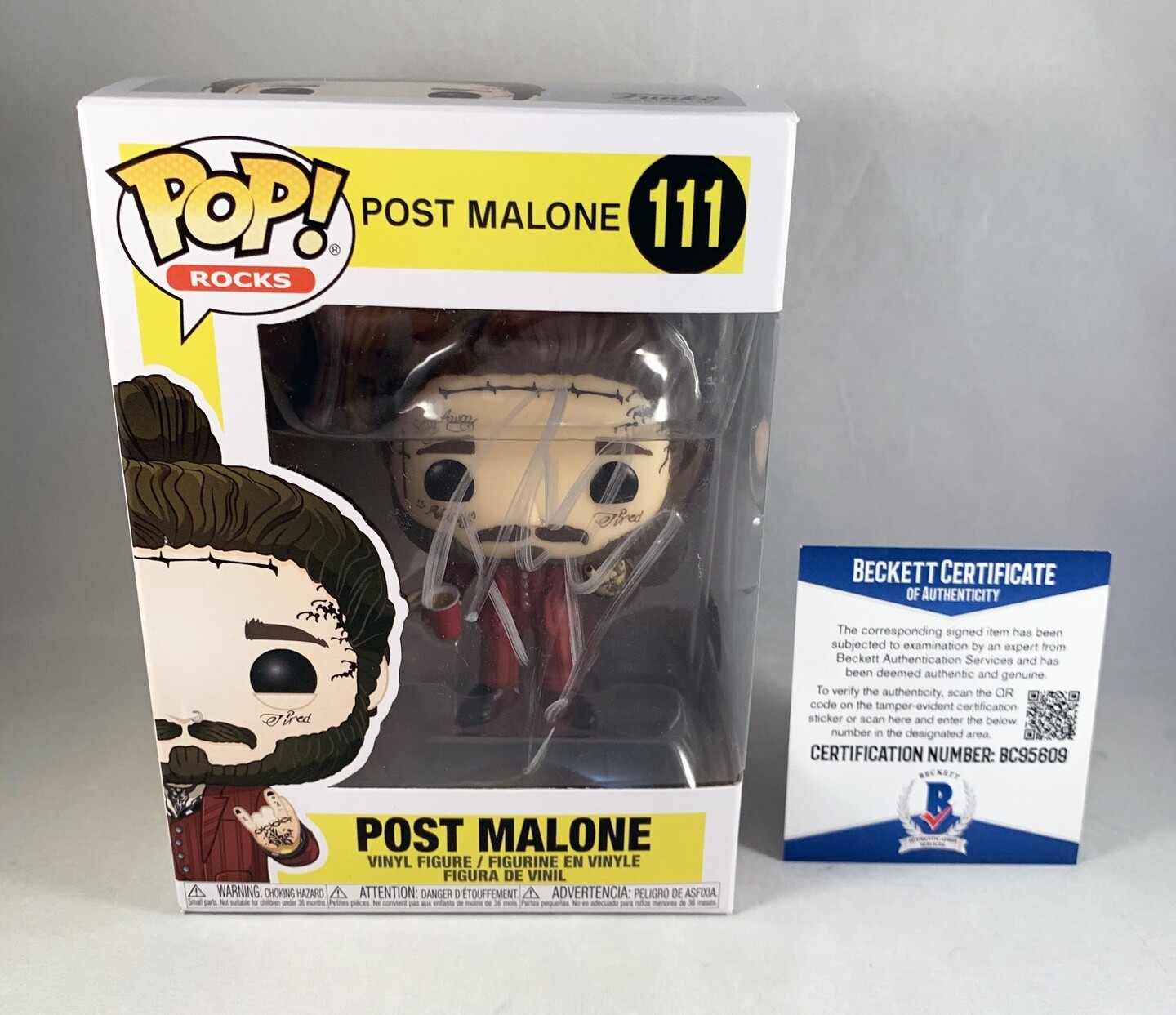 Post Malone Signed Funko Pop Posty Beckett BAS COA
