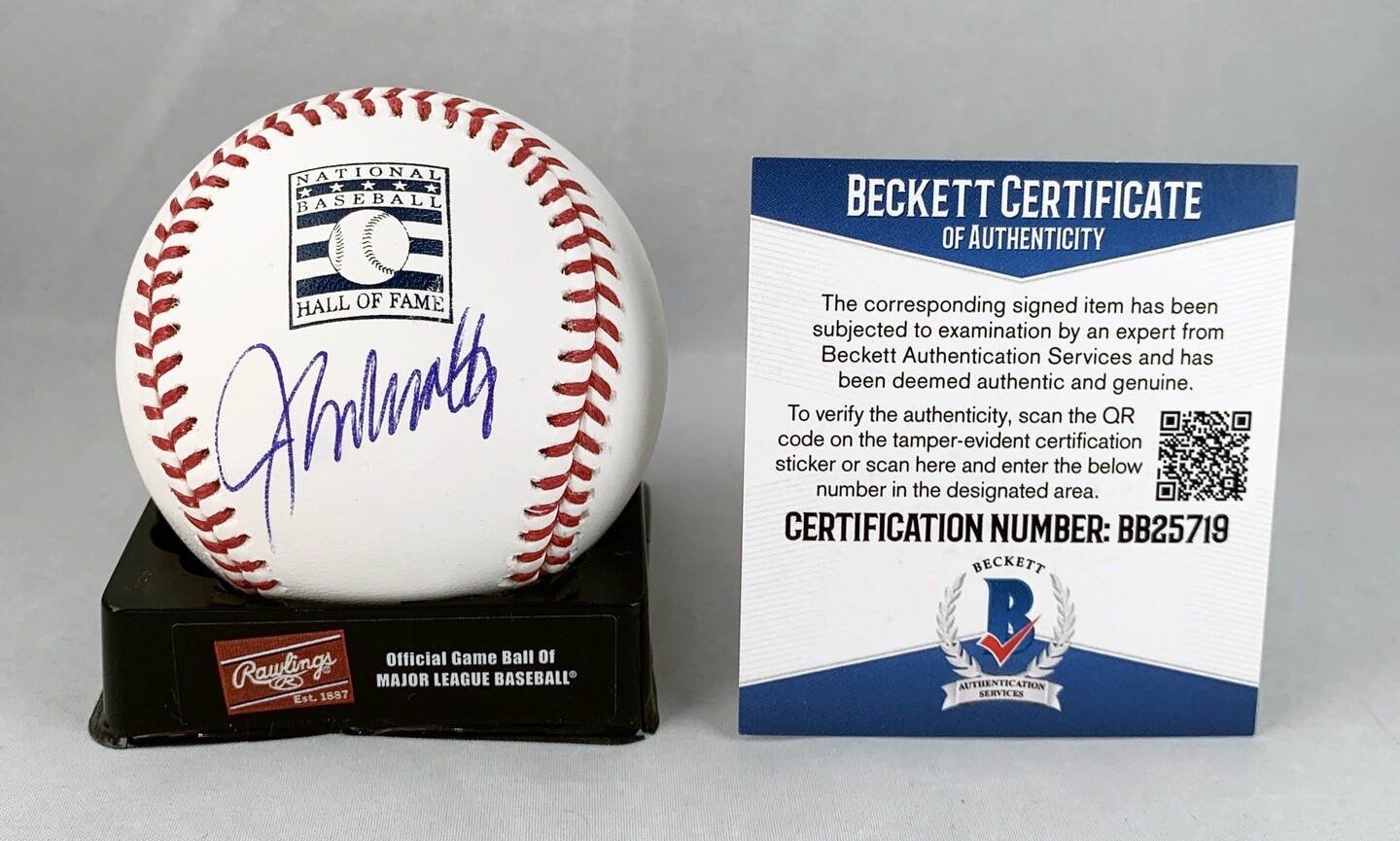 Atlanta Braves John Smoltz Signed Authentic MLB HOF Baseball Beckett BAS COA