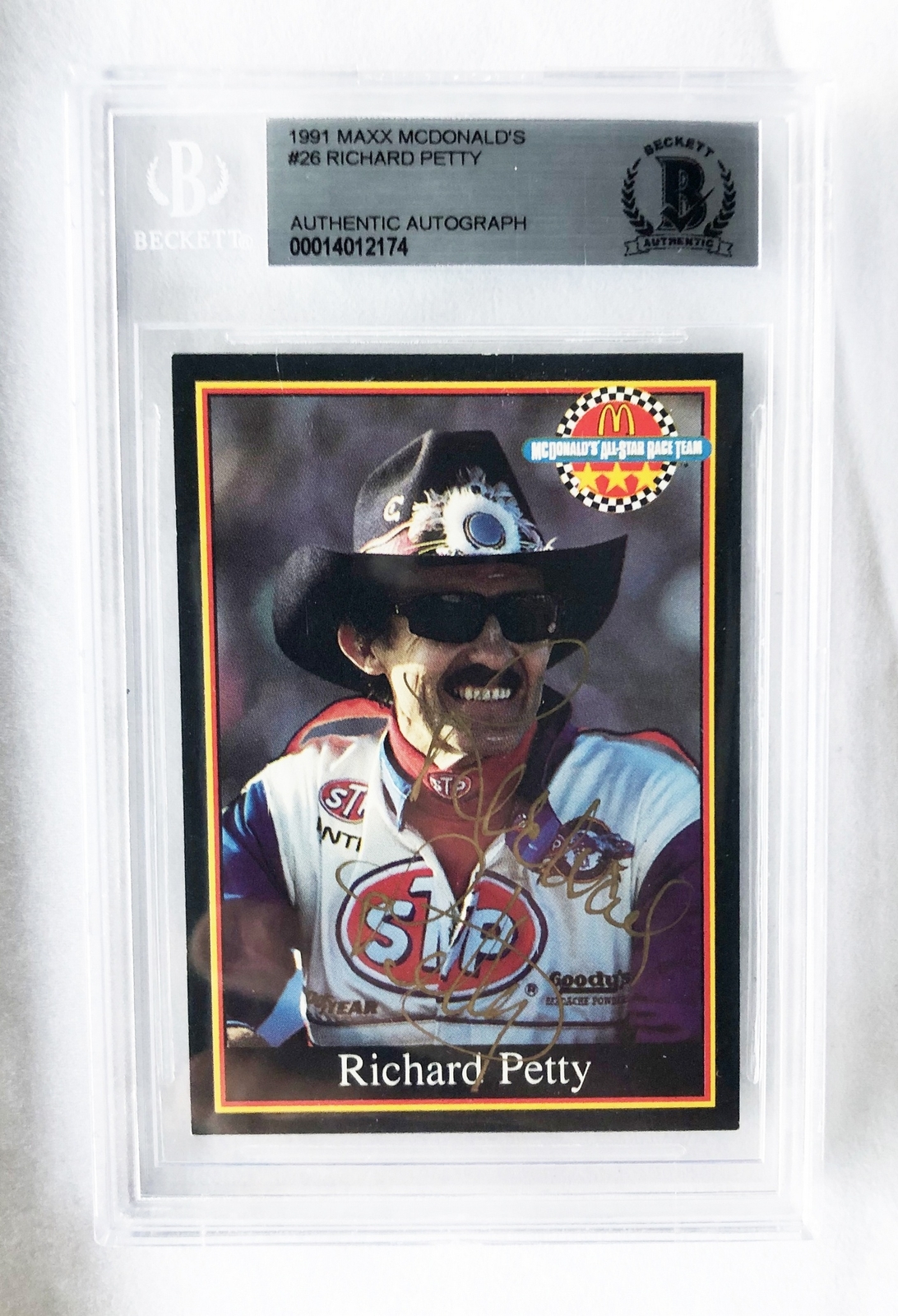 Race Car Driver Richard Petty Signed Card Beckett BAS 1961 Maxx McDonalds #26...