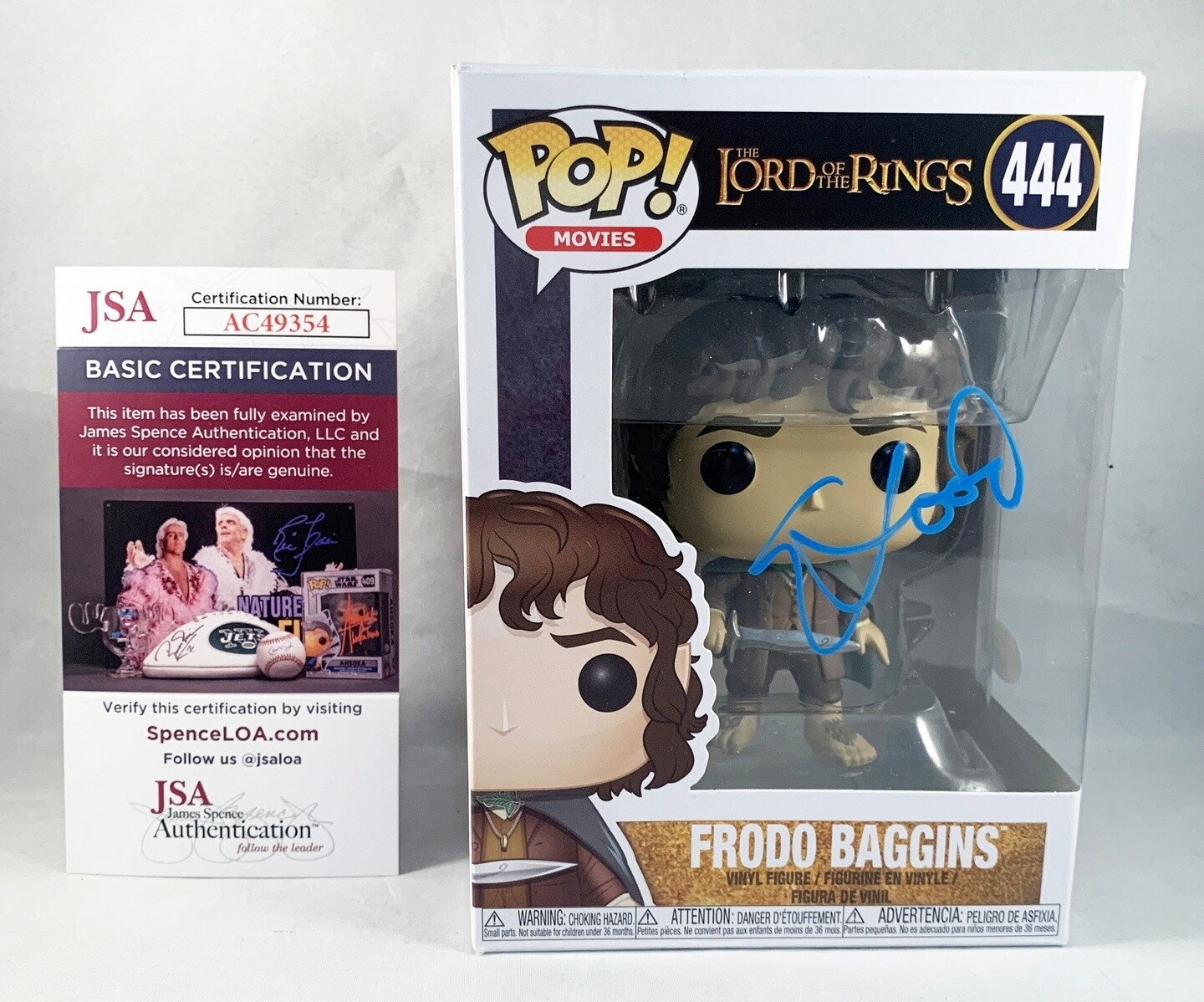 Elijah Wood Signed Funko Pop Frodo 444 Lord of The Rings JSA COA