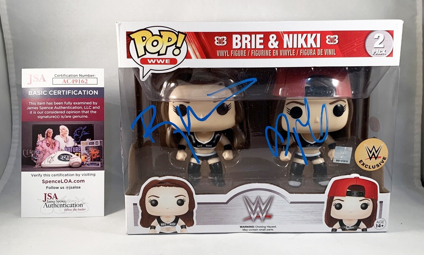 Bella Twins Brie Bella and Nikki Bella Signed Funko Pop WWE JSA 1 COA