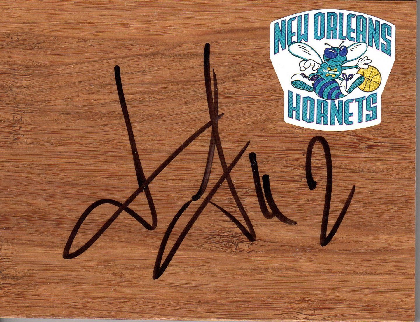New Orleans Pelicans Alexis Ajinca Signed FloorBoard COA