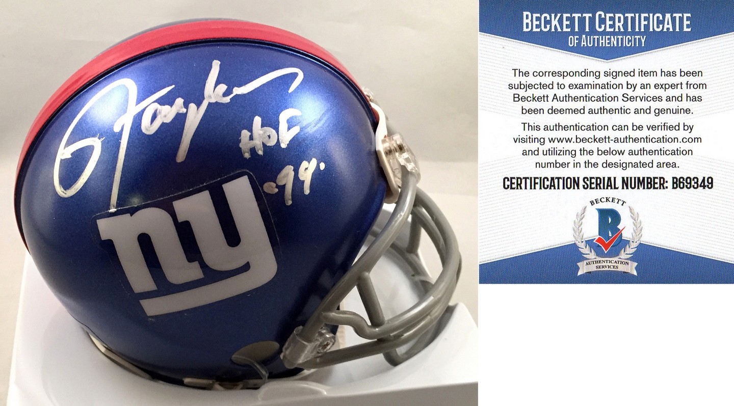 New York Giants Lawrence Taylor Signed Mini Helmet Beckett BAS COA COA