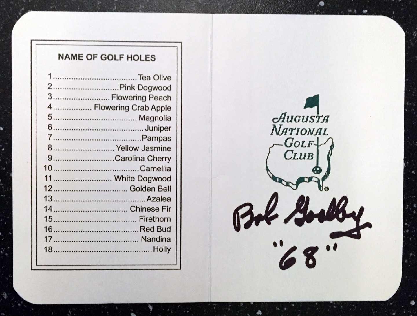 Bob Goalby Signed and Dated Masters Scorecard 4 COA