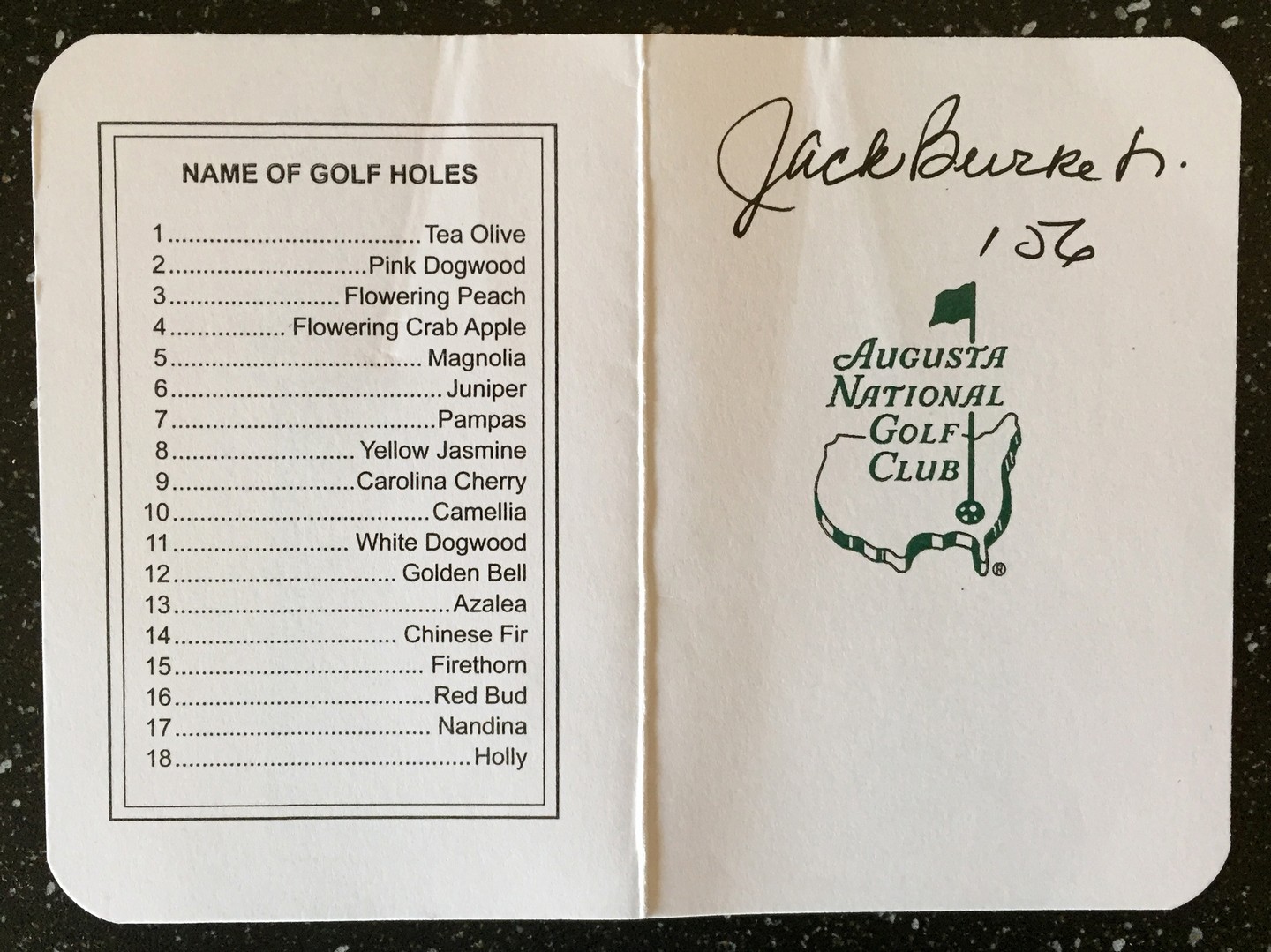 Jack Burke Signed Masters Scorecard 1 COA
