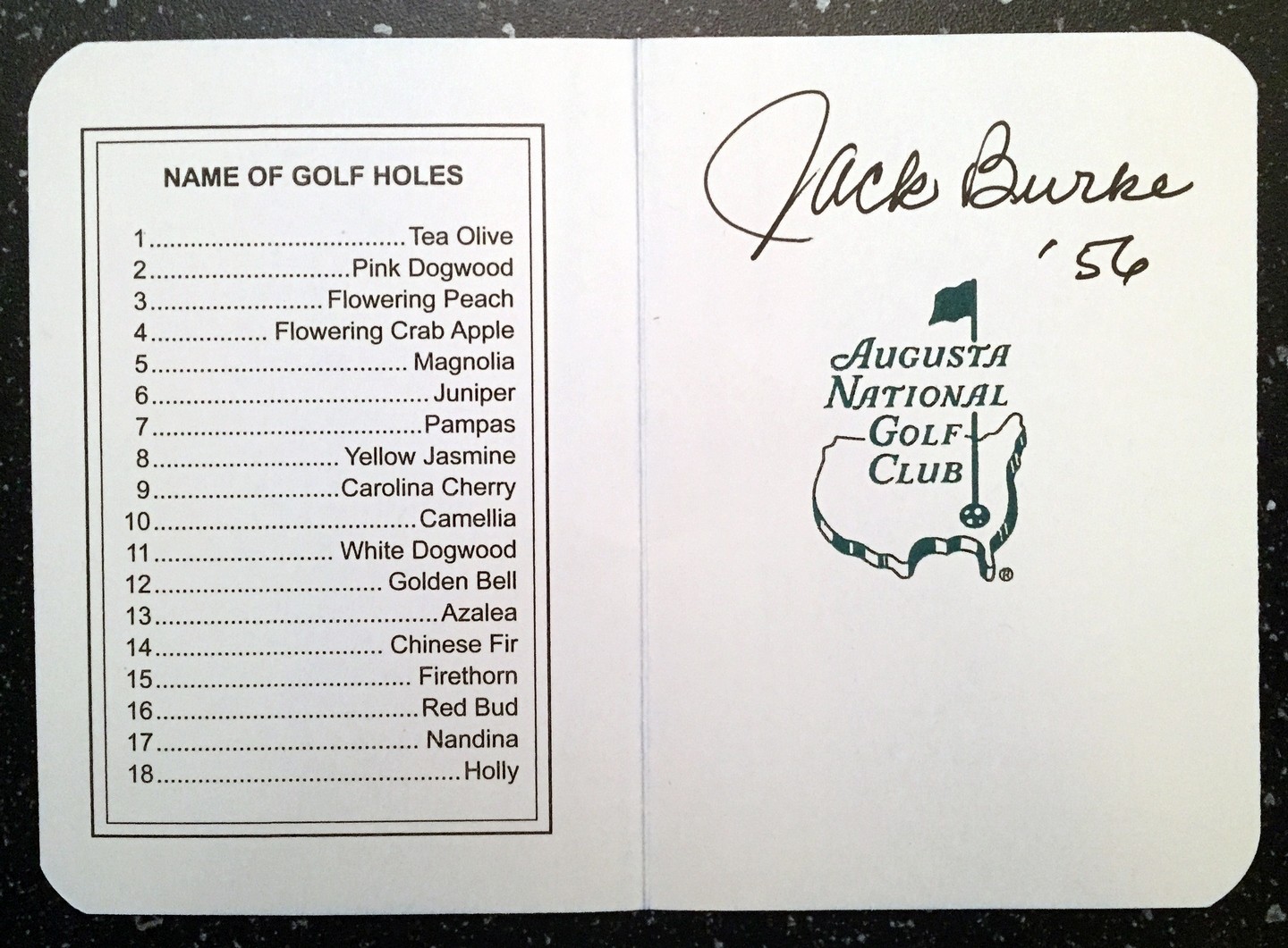 Jack Burke Signed Masters Scorecard 3 COA
