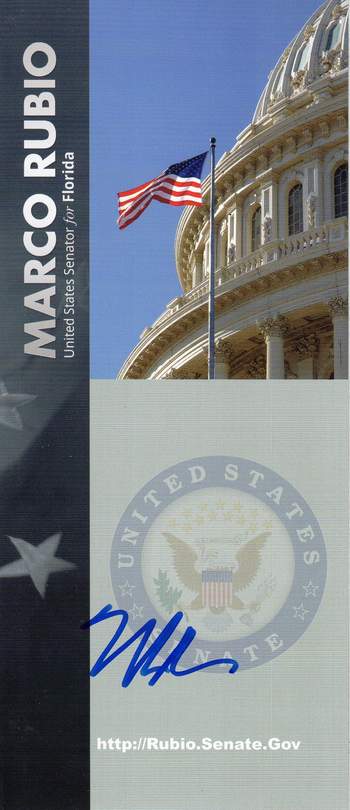 U.S. Senator Marco Rubio Autographed Pamphlet COA