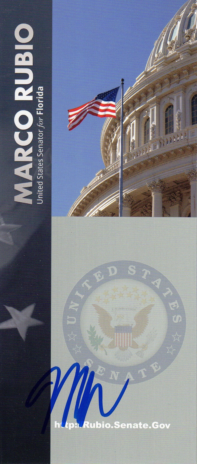 U.S. Senator Marco Rubio Autographed Senate Pamphlet COA