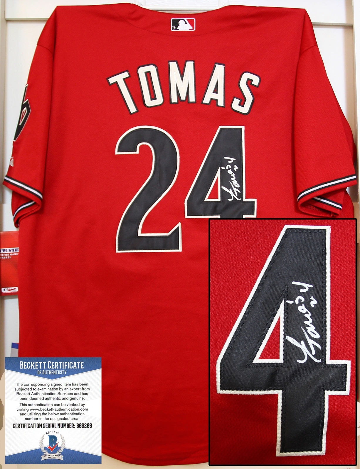 Arizona Diamondbacks Yasmany Tomas Signed Jersey Beckett BAS COA COA