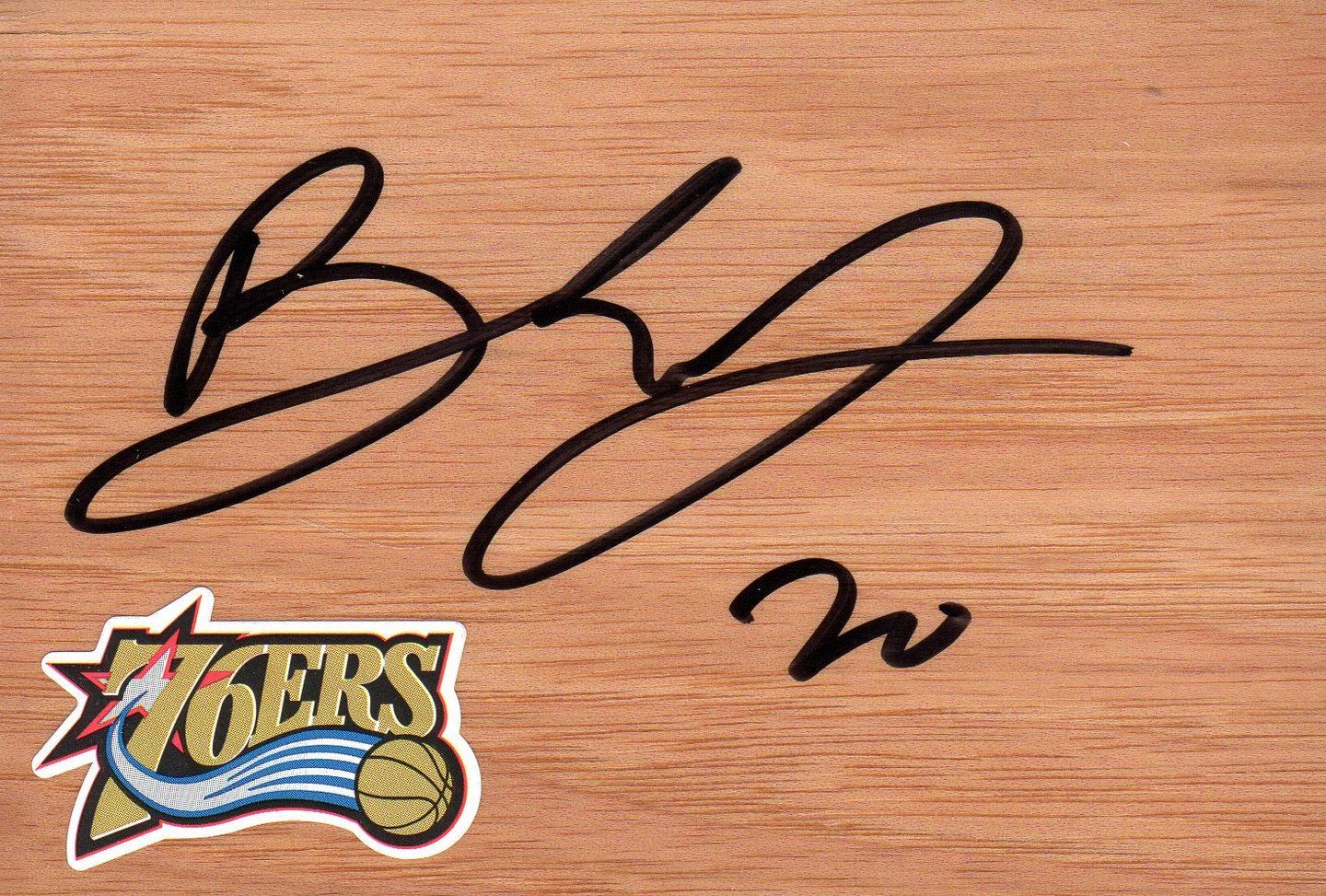 PHILADELPHIA 76ERS BRANDON DAVIES SIGNED FLOORBOARD COA COLLECTIBLE MEMORABILIA