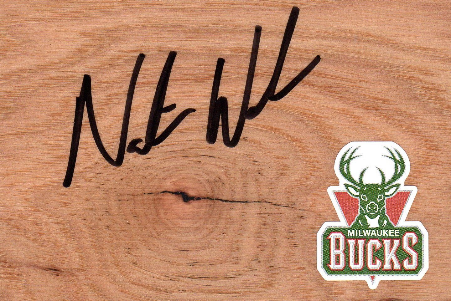 Milwaukee Bucks Nate Wolters Signed FloorBoard COA