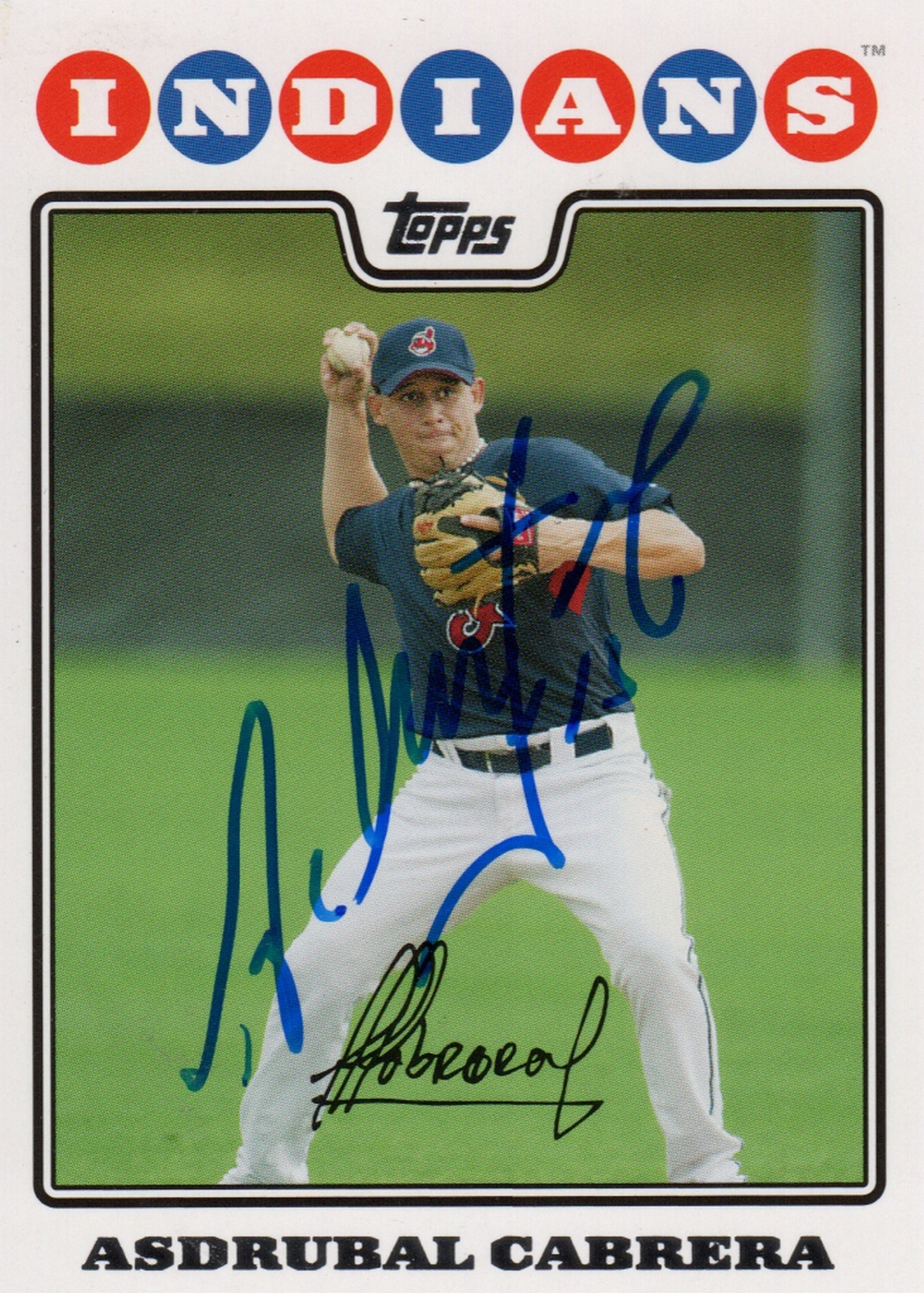 Cleveland Indians Asdrubal Cabrera Signed 2008 Topps Trading Card #CLE3 COA