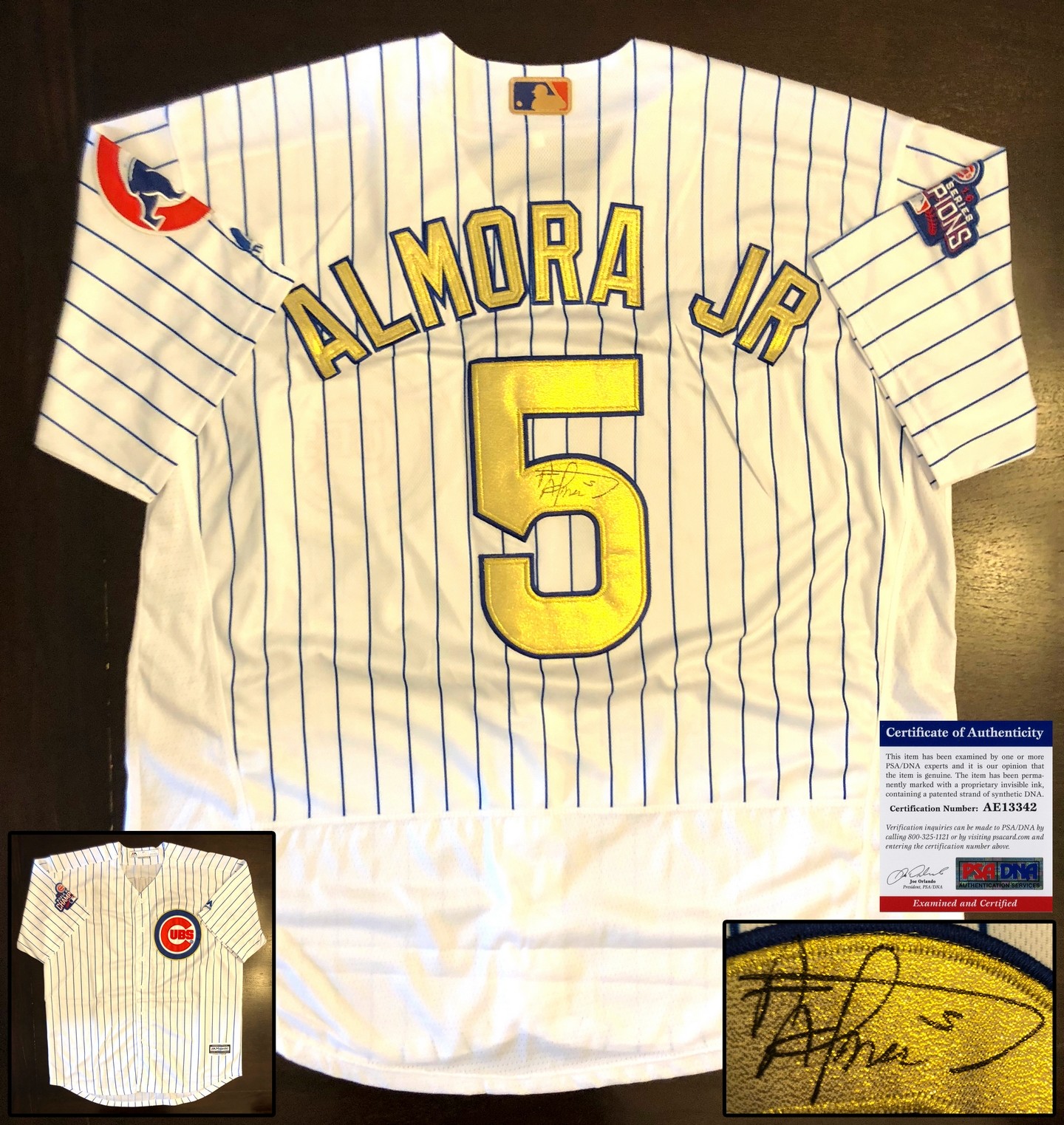 Chicago Cubs Albert Almora Jr Signed Jersey 2016 WS Champs PSA/DNA COA