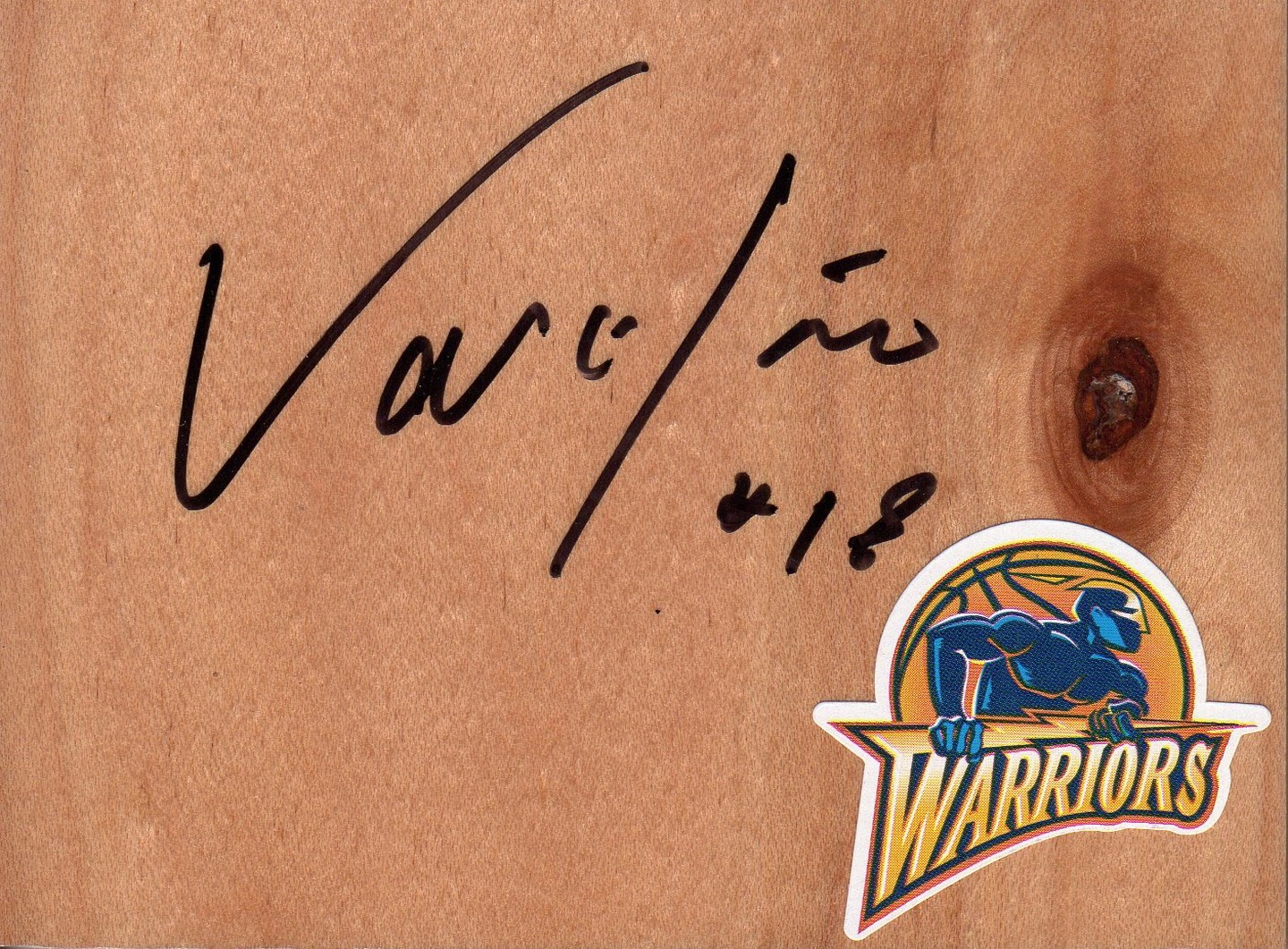 Golden State Warriors Anderson Varejao Signed FloorBoard COA