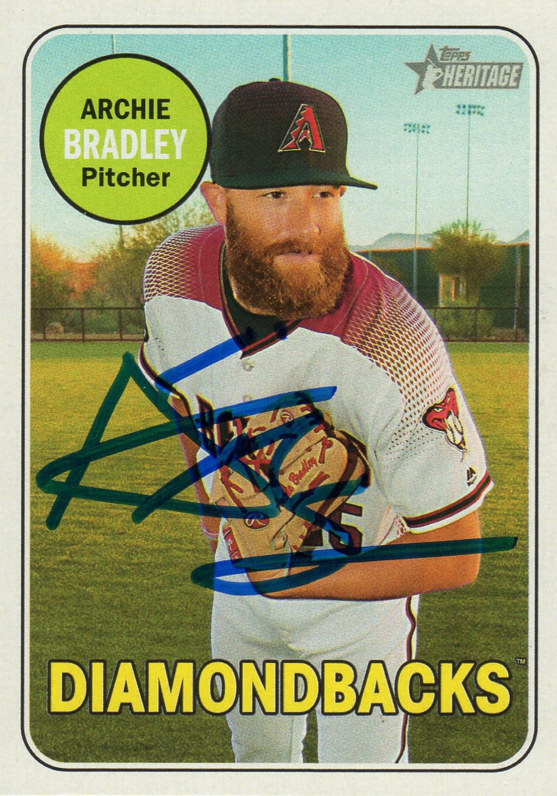Arizona Diamondbacks Archie Bradley Signed Trading Card 2018 Topps Heritage #178