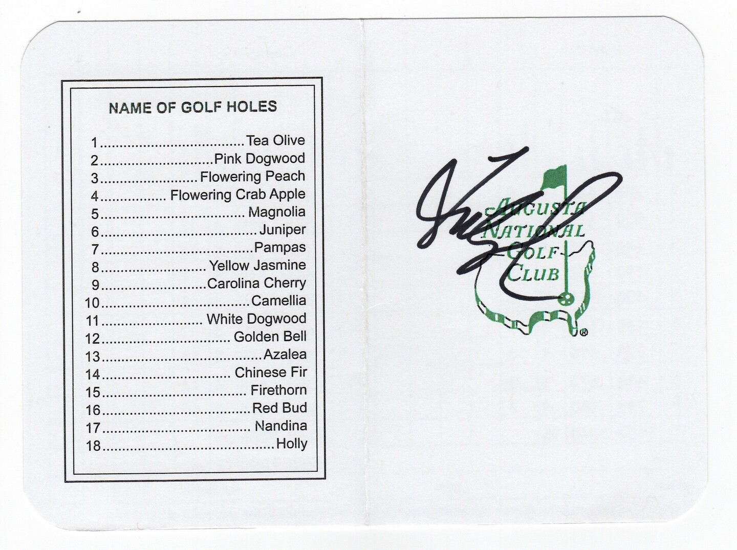 Golf Fred Couples Signed Masters Scorecard COA