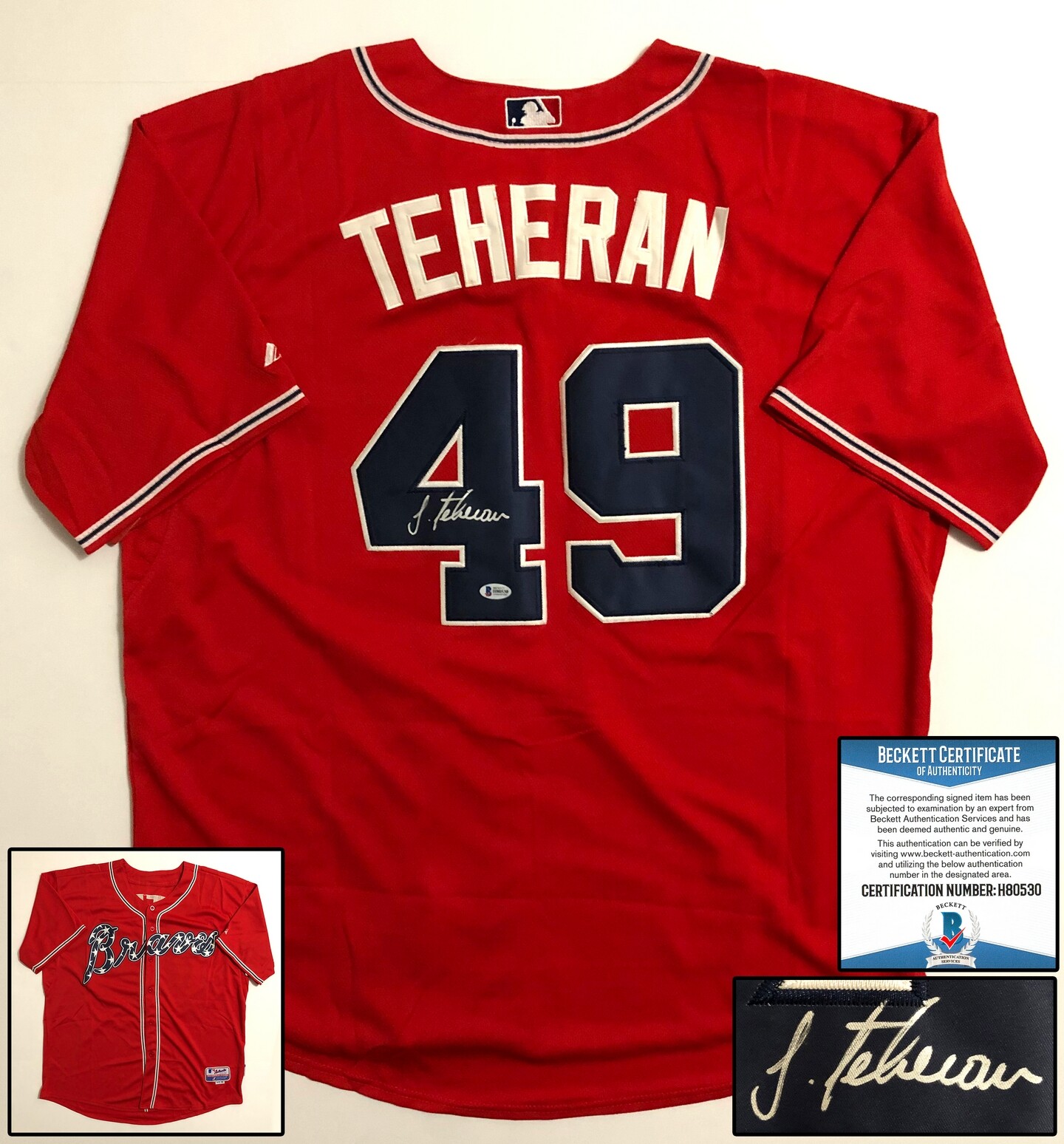 Atlanta Braves Julio Teheran Signed Jersey Beckett BAS COA COA
