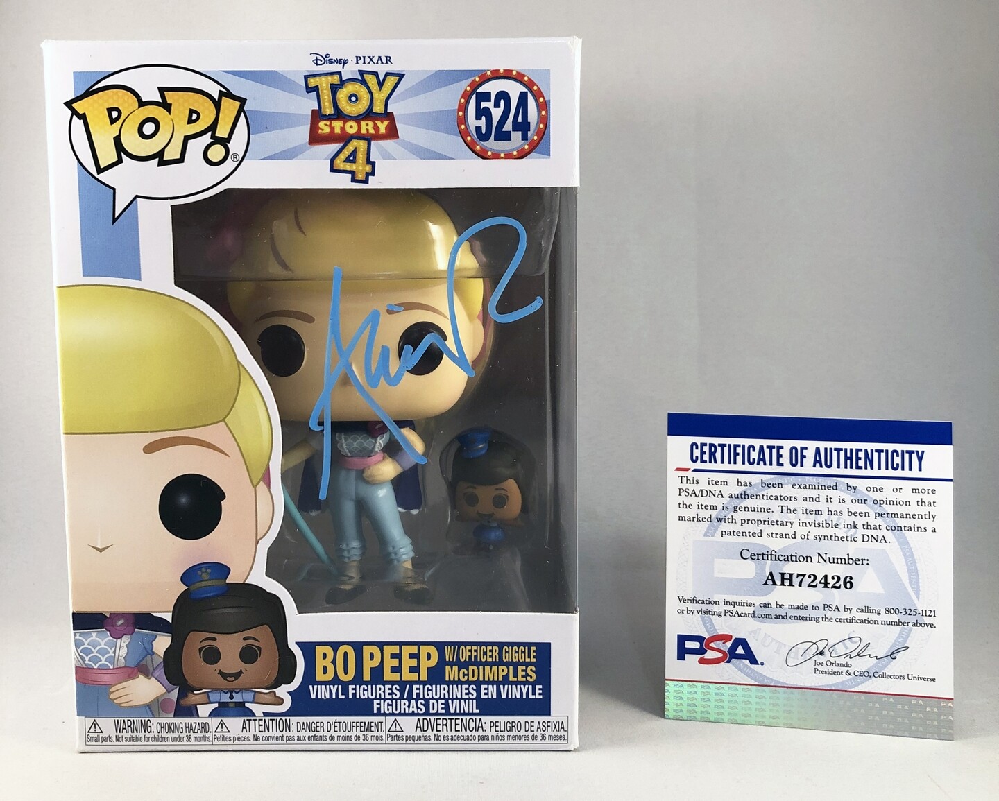 Annie Potts Signed Bo Peep Toy Story 4 Funko Pop PSA/DNA COA