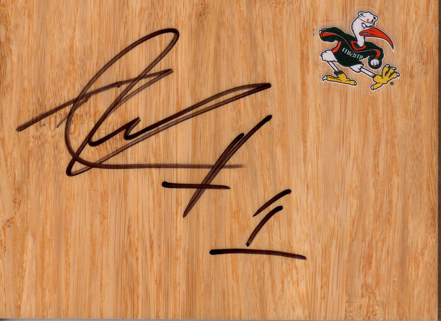 Miami Hurricanes Durand Scott Signed FloorBoard COA