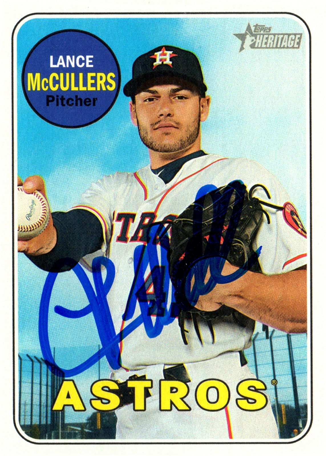 Houston Astros Lance McCullers Signed Trading Card 2018 Topps Heritage #318 COA