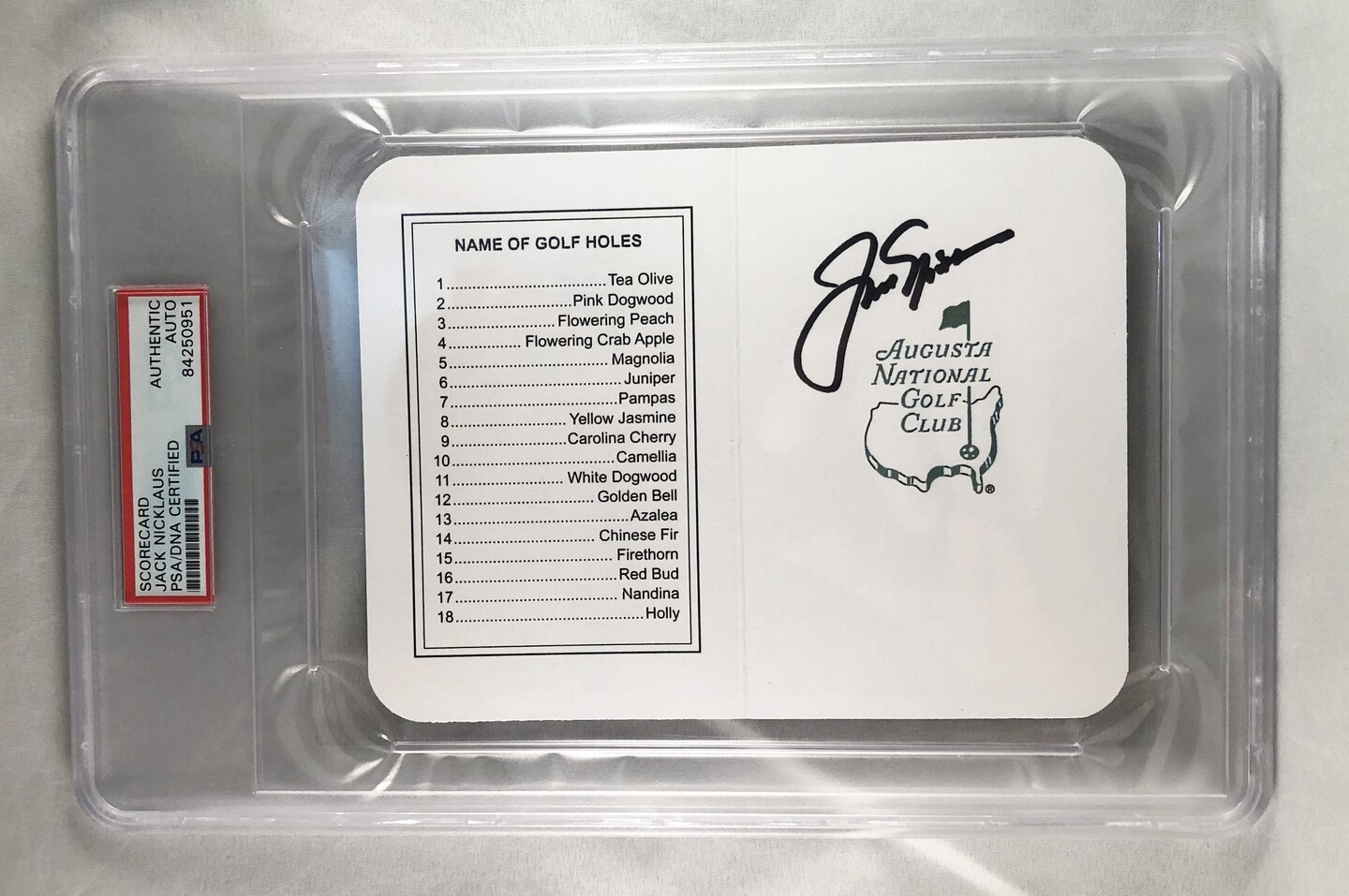 Jack Nicklaus Signed Masters ScoreCard 7 PSA/DNA COA