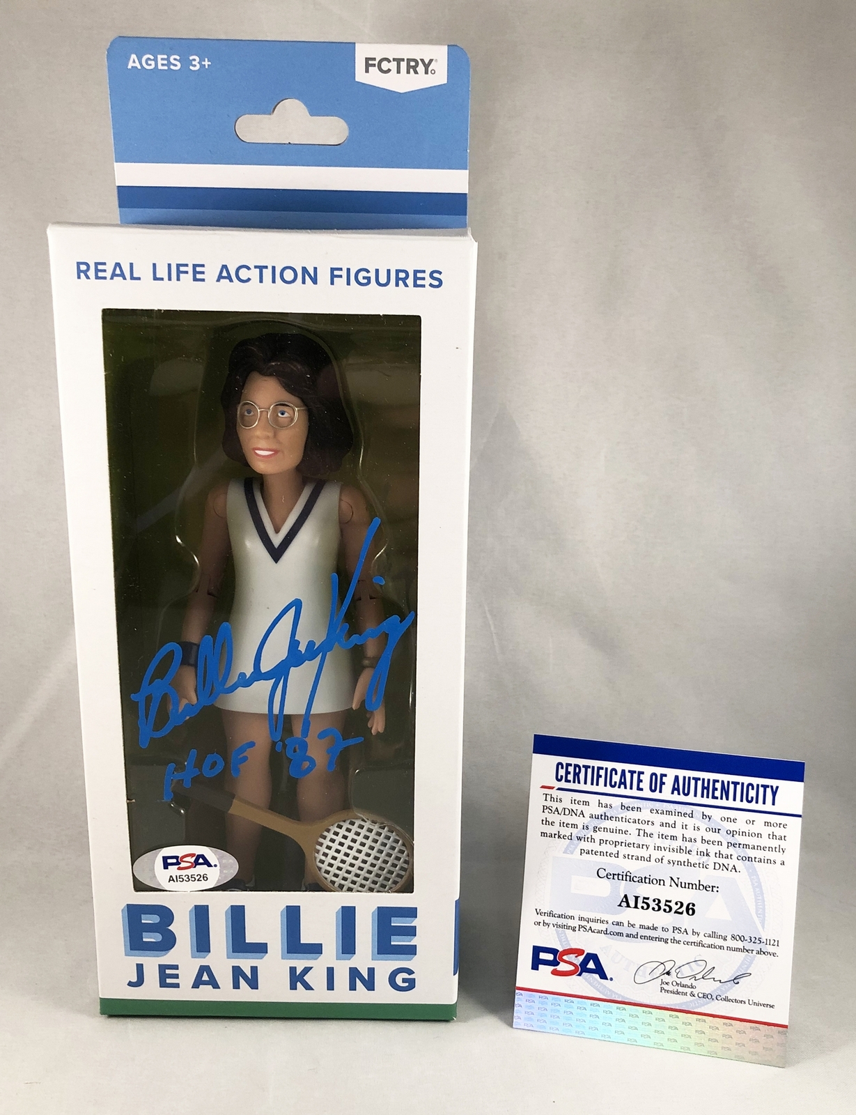 Billie Jean King Signed Figure Toy PSA/DNA COA